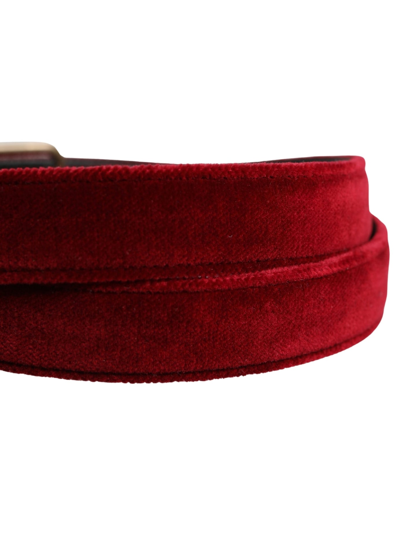 Dolce & Gabbana Men Burgundy Velvet Cotton Metal Buckle Belt Curated Luxury Accessories by Orvyn
