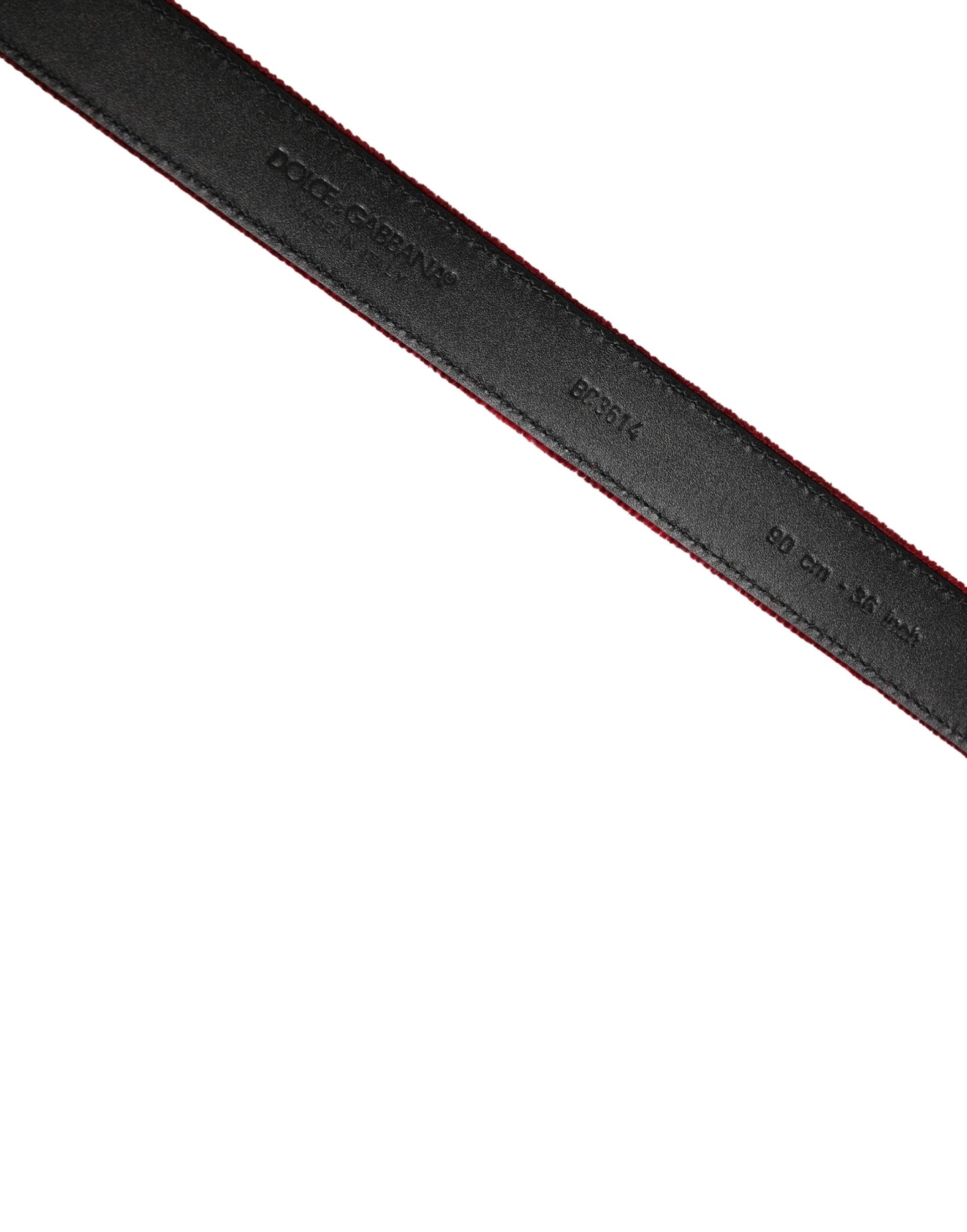 Dolce & Gabbana Men Burgundy Velvet Cotton Metal Buckle Belt Curated Luxury Accessories by Orvyn