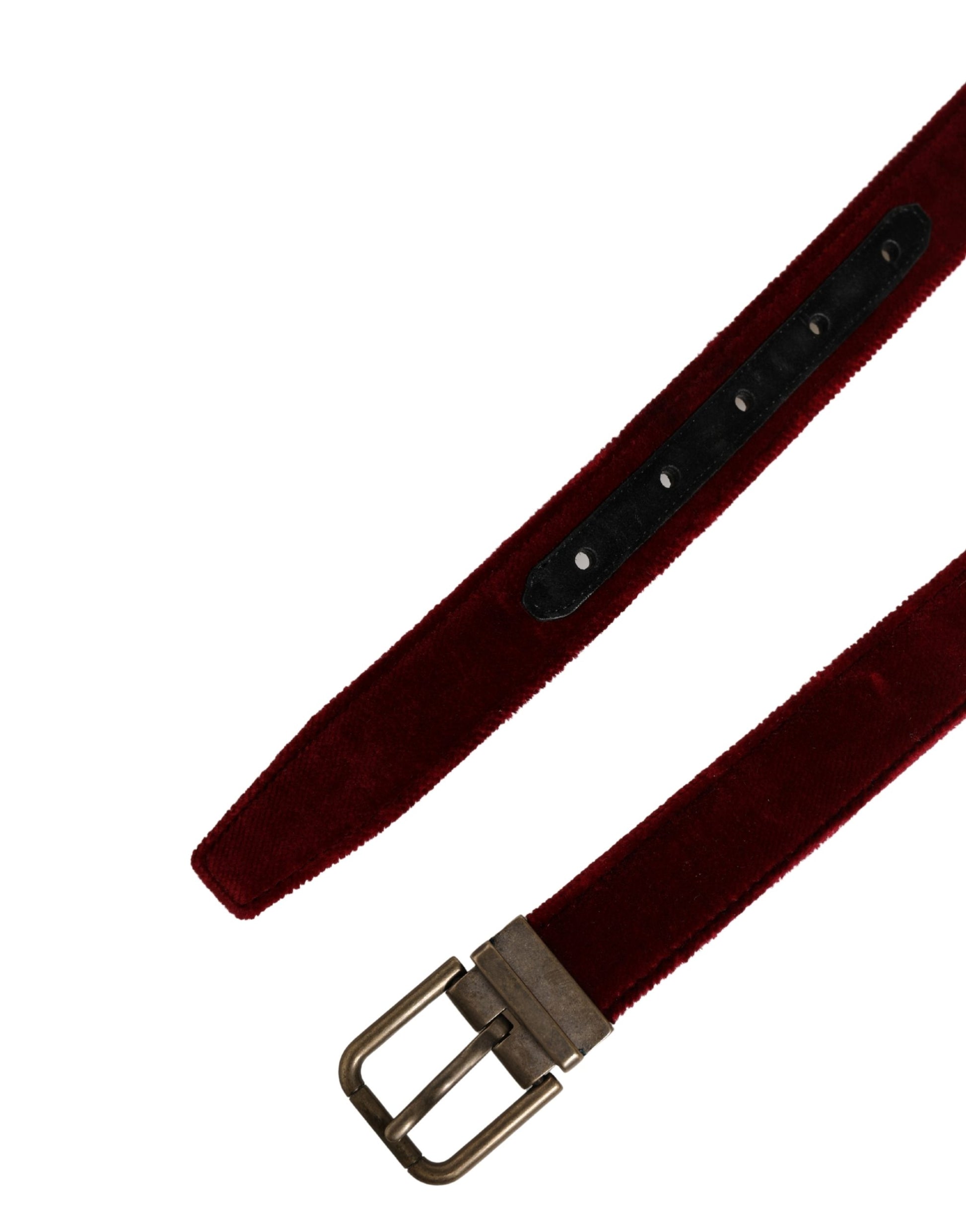 Dolce & Gabbana Men Burgundy Velvet Cotton Metal Buckle Belt Curated Luxury Accessories by Orvyn