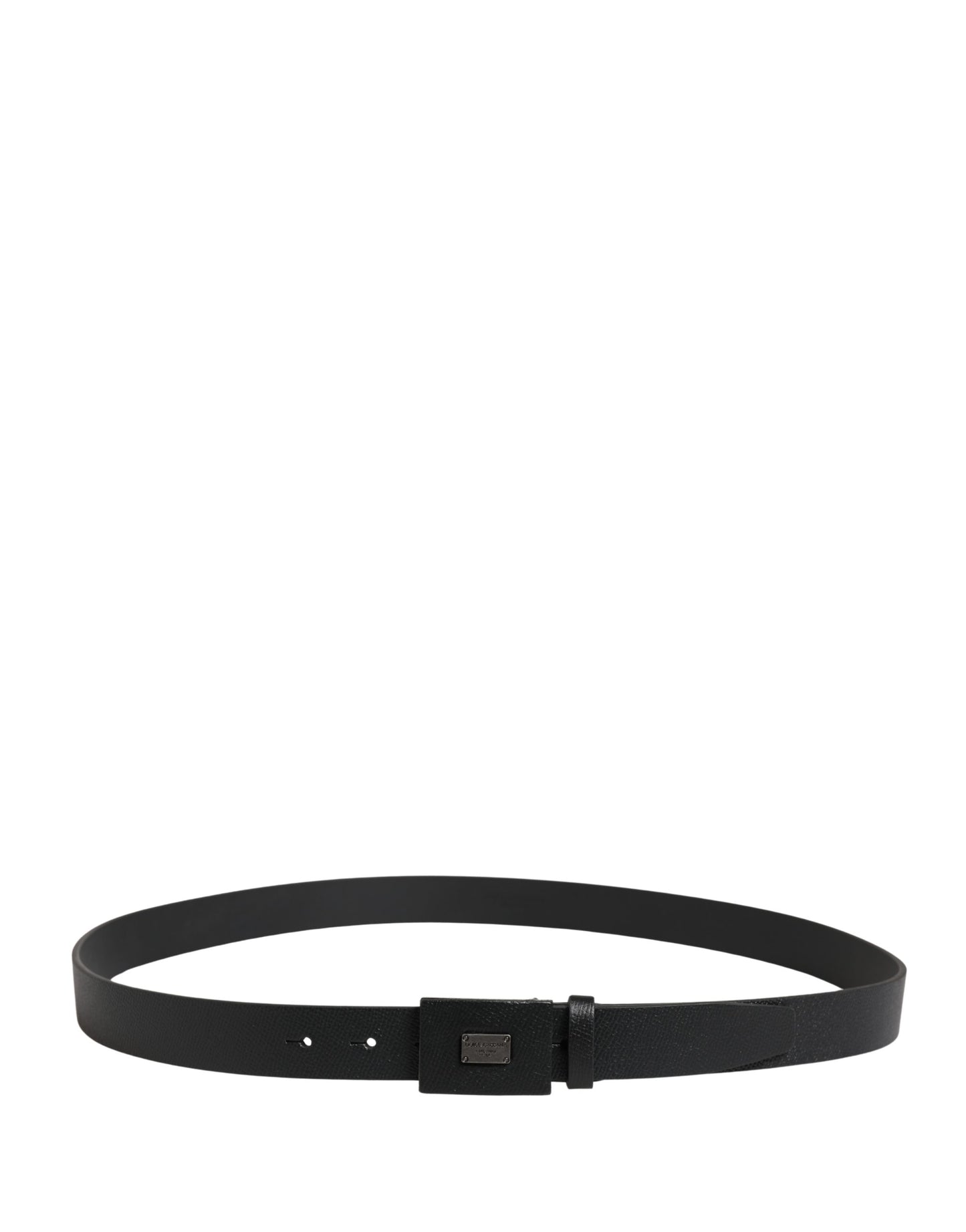 Dolce & Gabbana Men Black Calfskin Leather Square Buckle Belt Curated Luxury Accessories by Orvyn