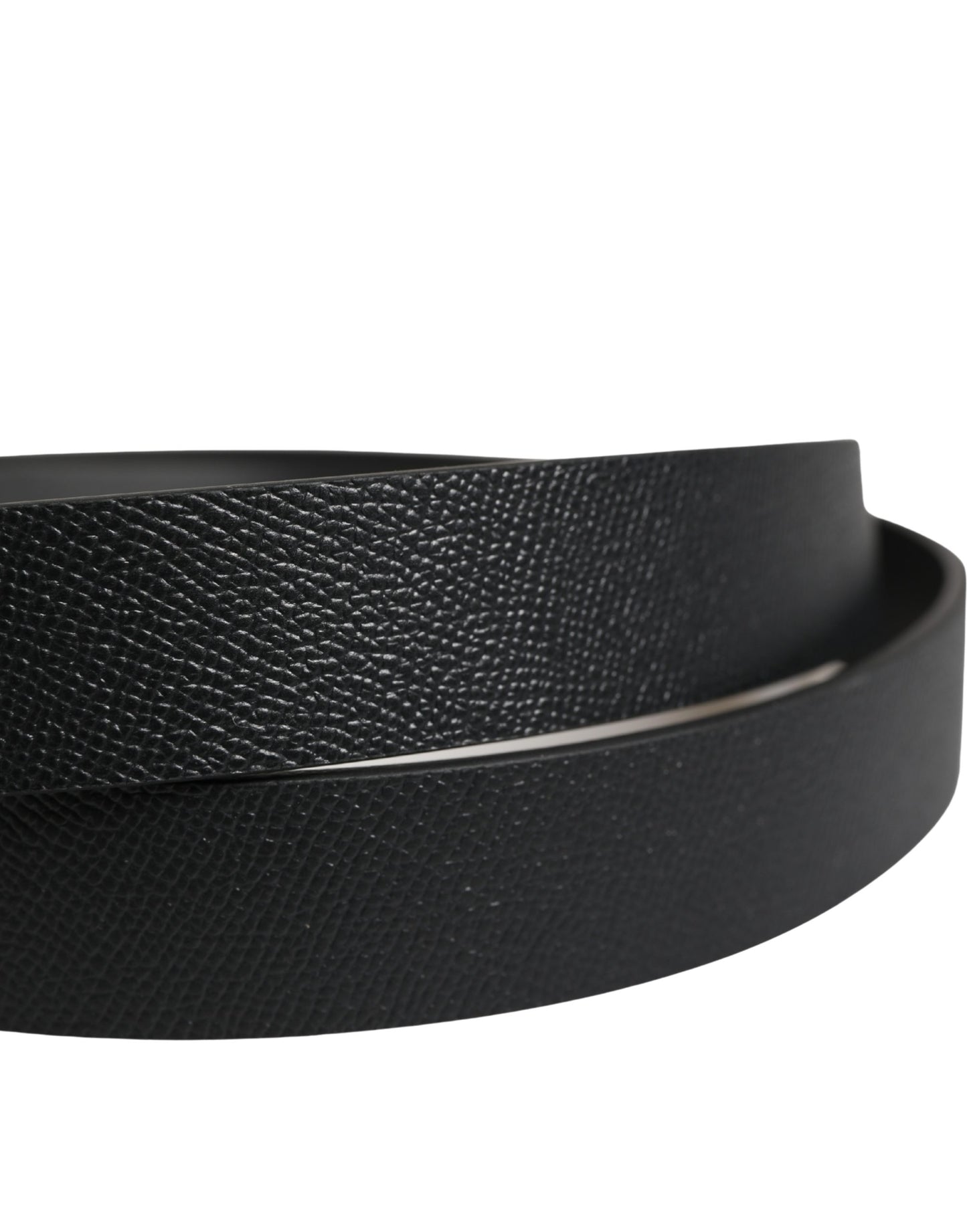 Dolce & Gabbana Men Black Calfskin Leather Square Buckle Belt Curated Luxury Accessories by Orvyn