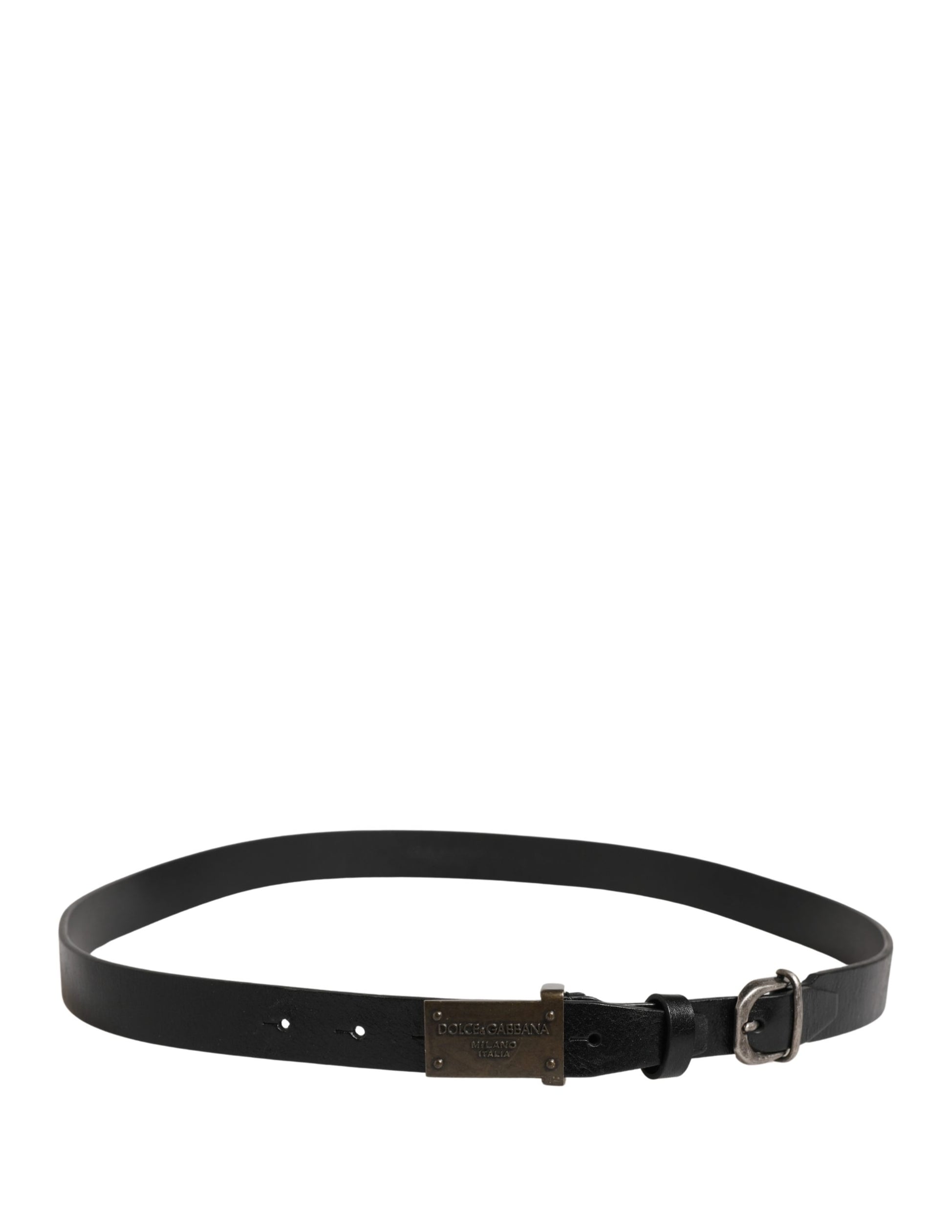 Dolce & Gabbana Men Black Classic Leather Logo Buckle Belt Curated Luxury Accessories by Orvyn