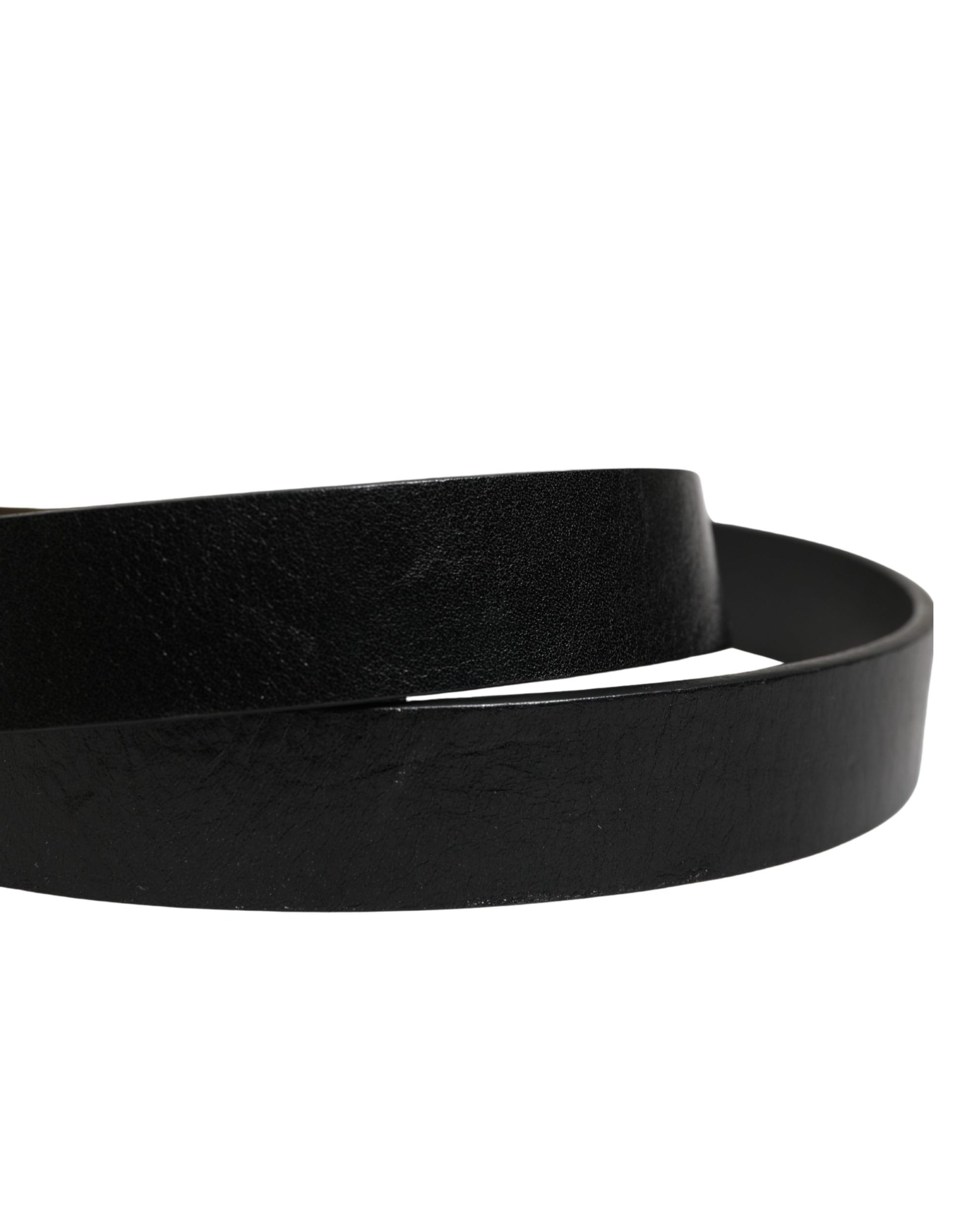 Dolce & Gabbana Men Black Classic Leather Logo Buckle Belt Curated Luxury Accessories by Orvyn