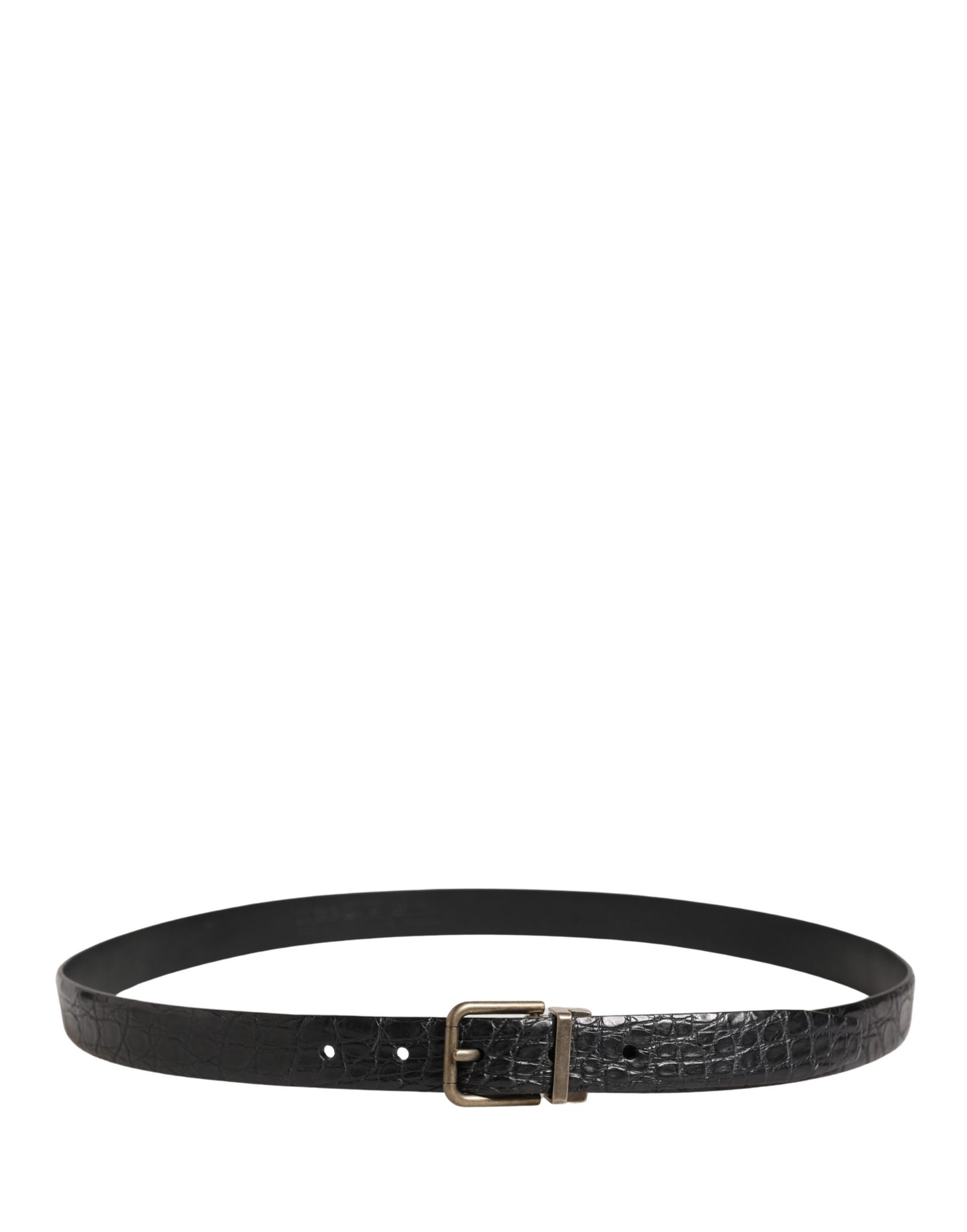 Dolce & Gabbana Men Black Exotic Leather Metal Buckle Belt Curated Luxury Accessories by Orvyn