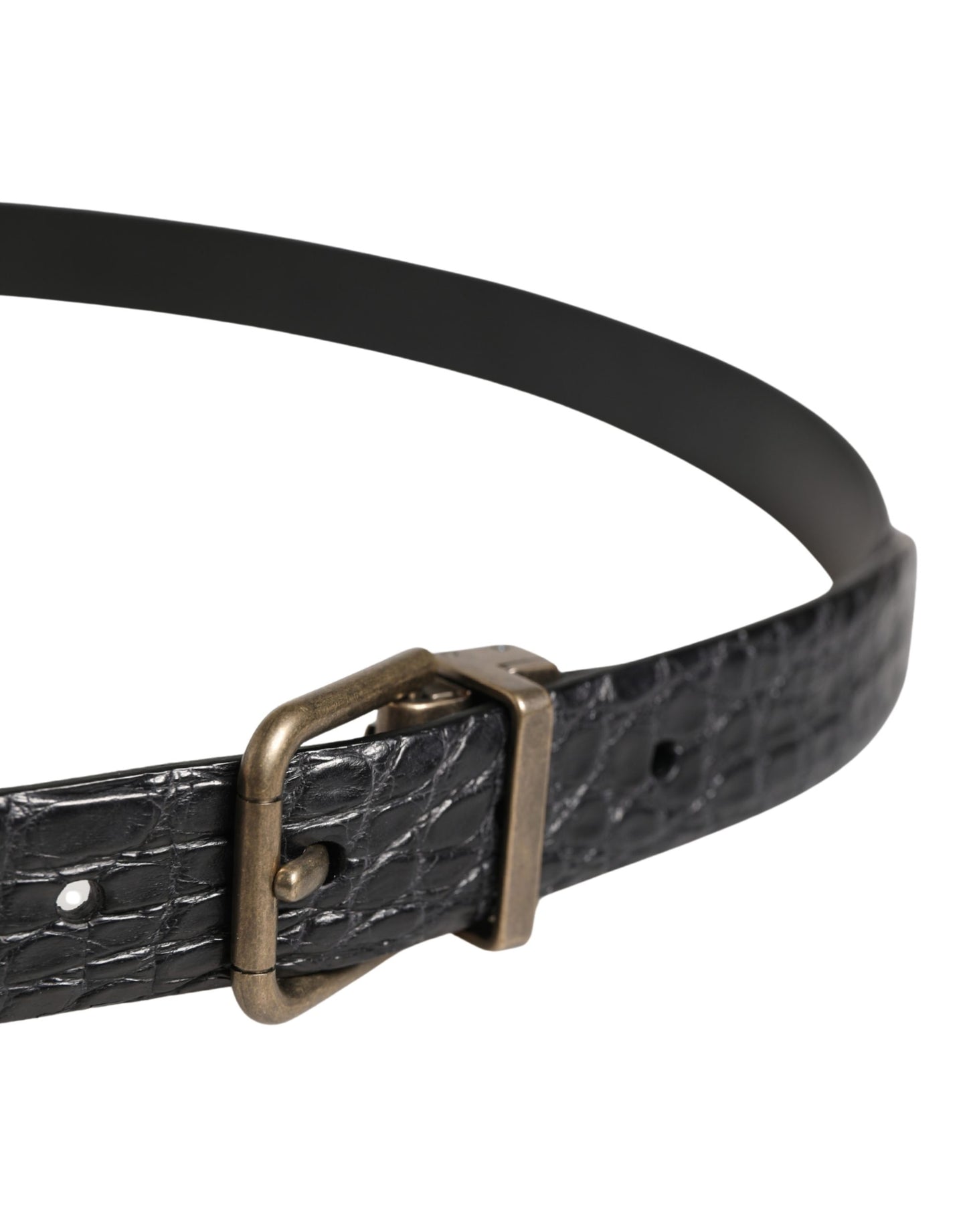 Dolce & Gabbana Men Black Exotic Leather Metal Buckle Belt Curated Luxury Accessories by Orvyn