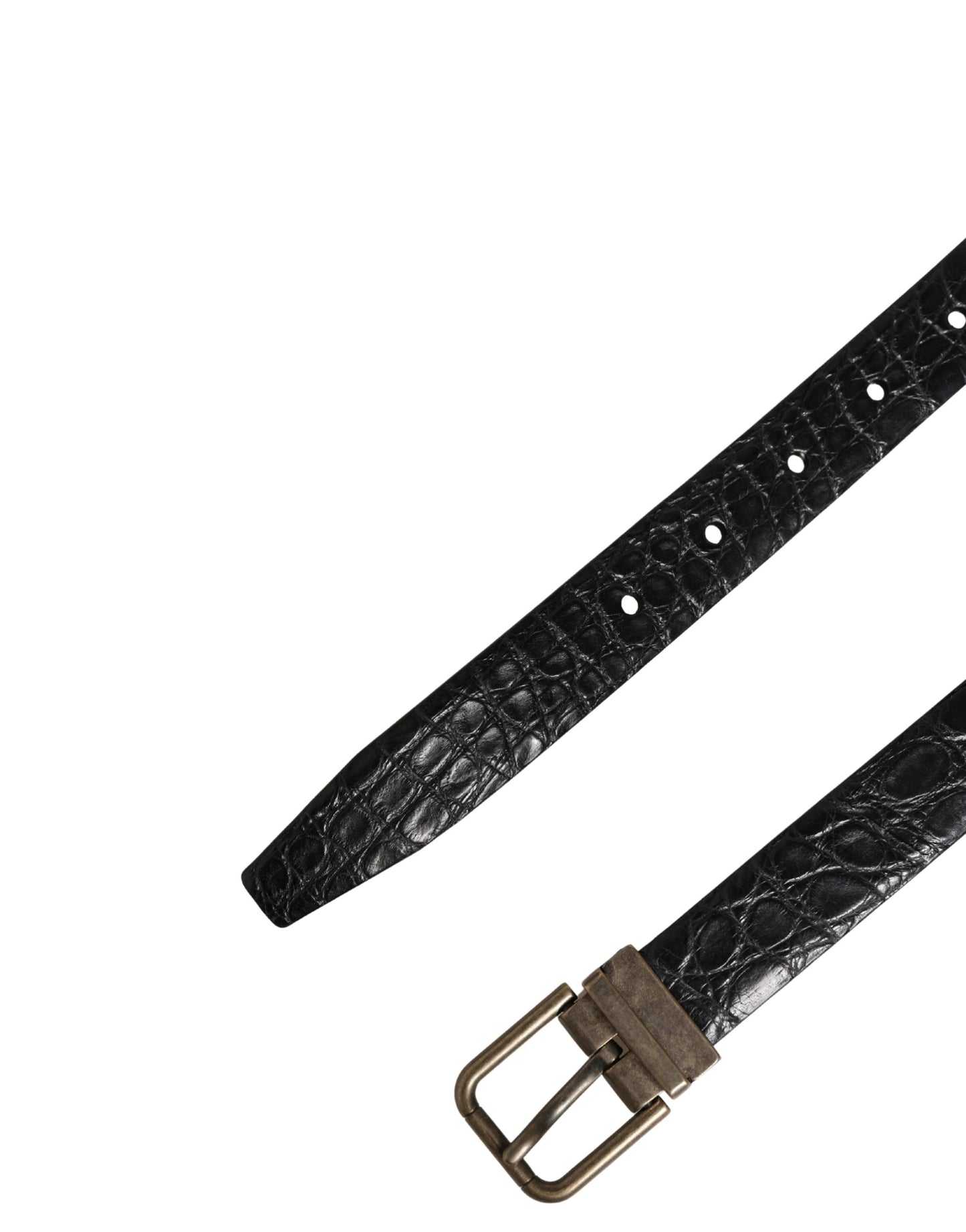 Dolce & Gabbana Men Black Exotic Leather Metal Buckle Belt Curated Luxury Accessories by Orvyn