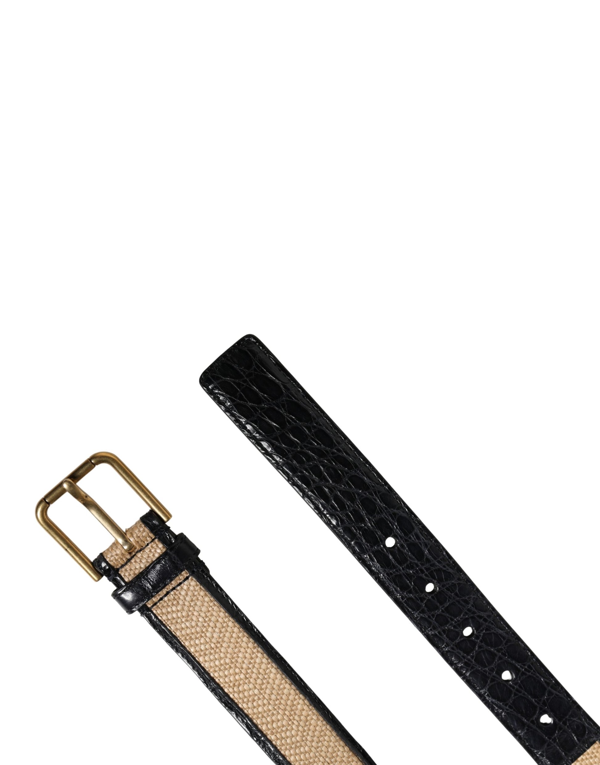 Dolce & Gabbana Men Beige Braided Leather Metal Buckle Belt Curated Luxury Accessories by Orvyn
