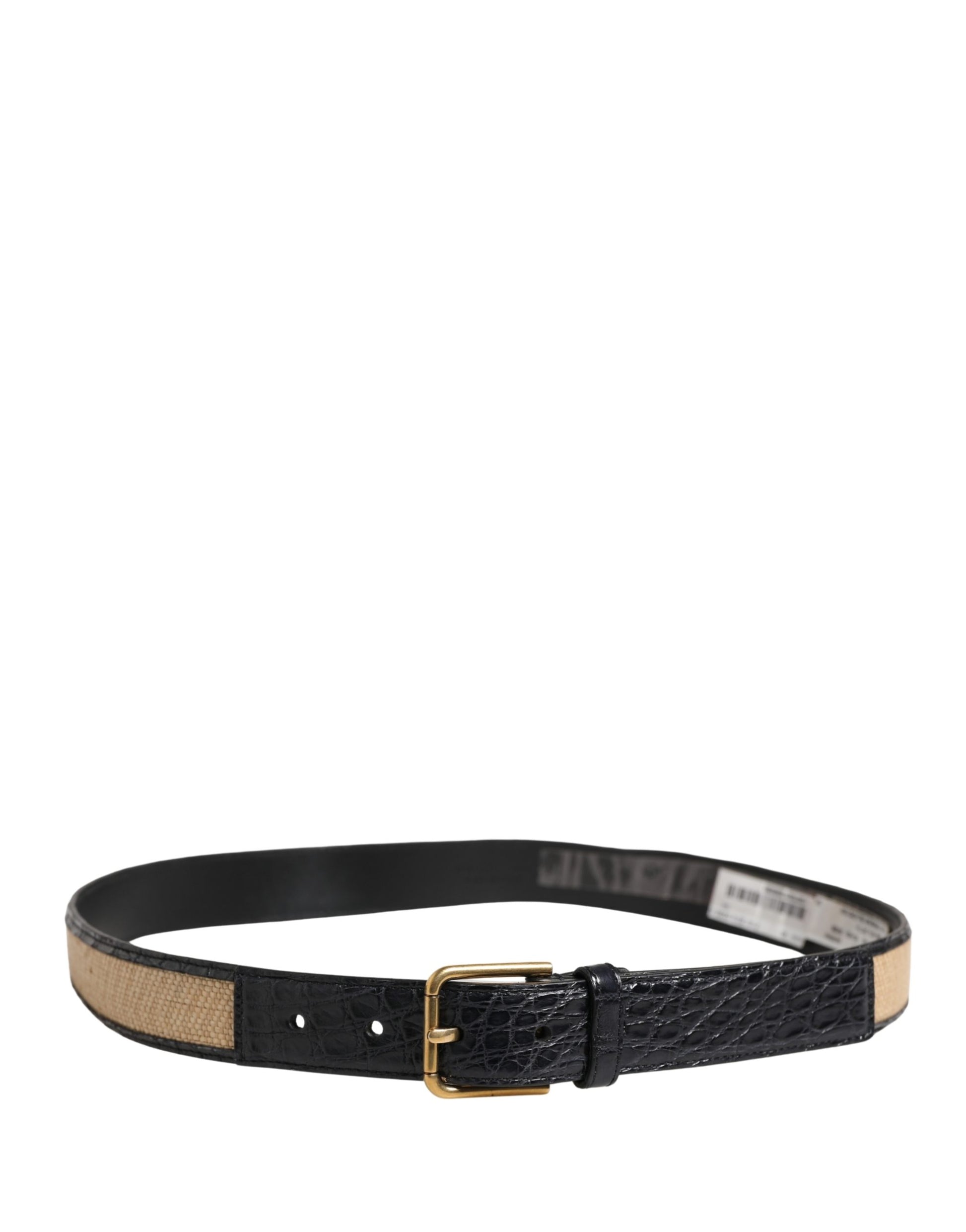 Dolce & Gabbana Men Beige Braided Leather Metal Buckle Belt Curated Luxury Accessories by Orvyn