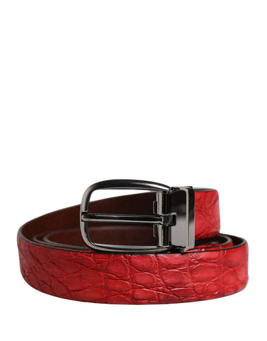 Dolce & Gabbana Men Red Exotic Leather Metal Buckle Belt Curated Luxury Accessories by Orvyn