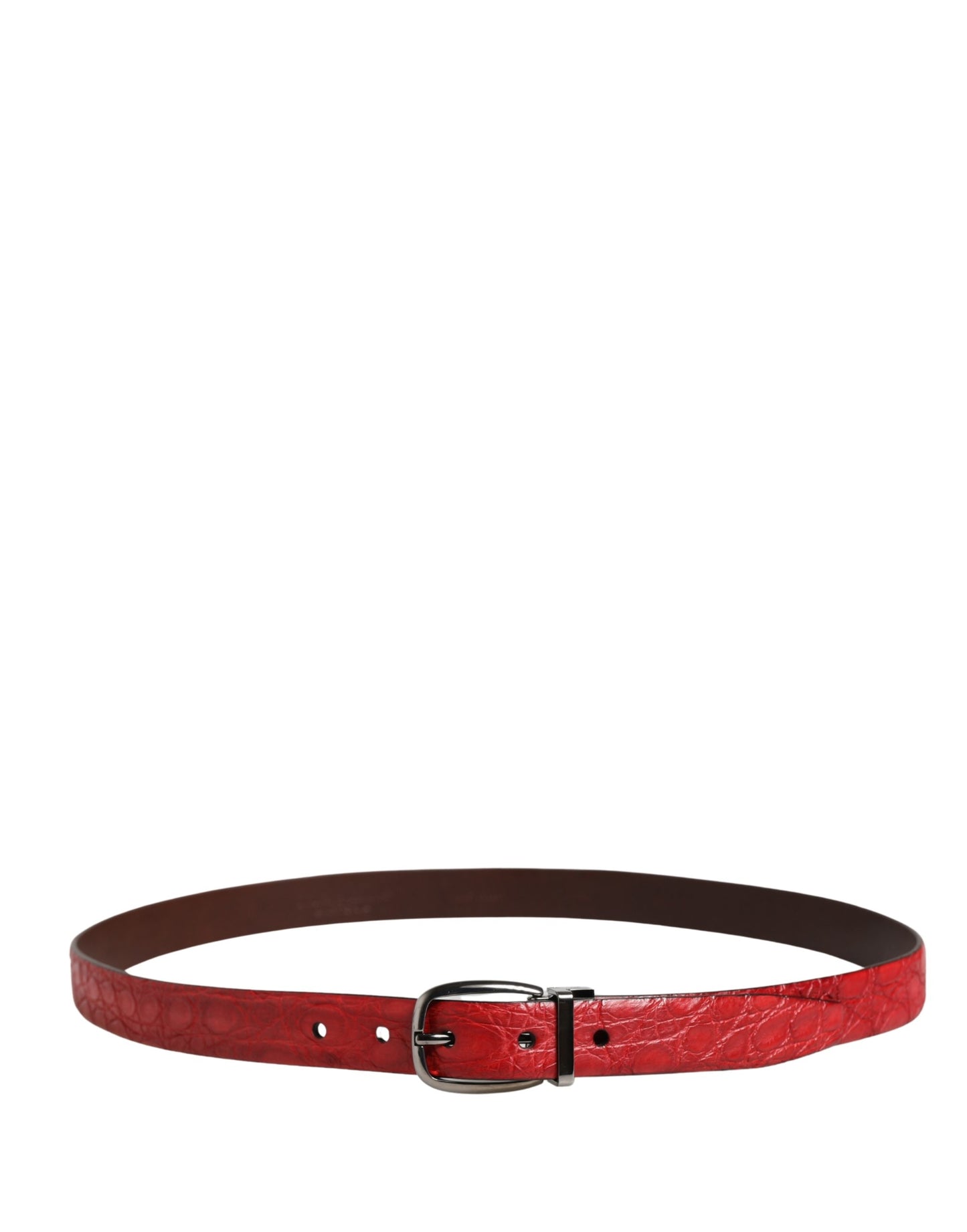 Dolce & Gabbana Men Red Exotic Leather Metal Buckle Belt Curated Luxury Accessories by Orvyn