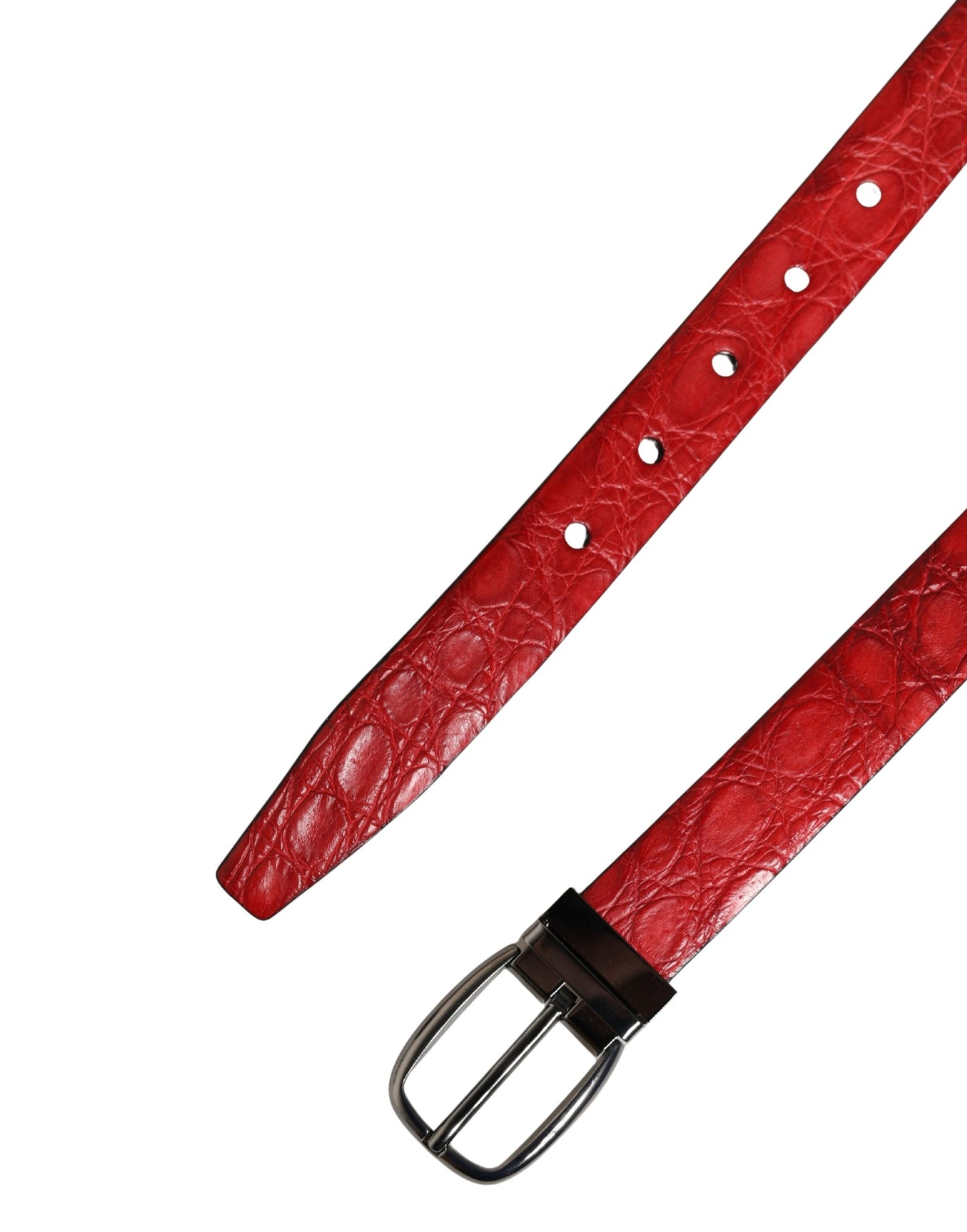 Dolce & Gabbana Men Red Exotic Leather Metal Buckle Belt Curated Luxury Accessories by Orvyn