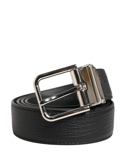 Dolce & Gabbana Men Black Classic Leather Metal Buckle Belt Curated Luxury Accessories by Orvyn