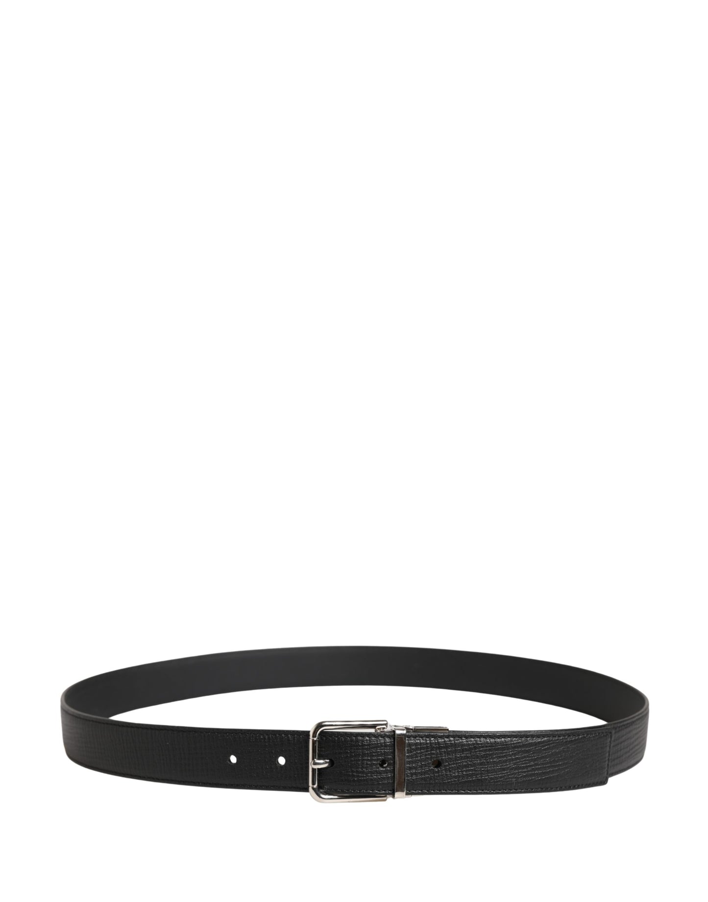 Dolce & Gabbana Men Black Classic Leather Metal Buckle Belt Curated Luxury Accessories by Orvyn