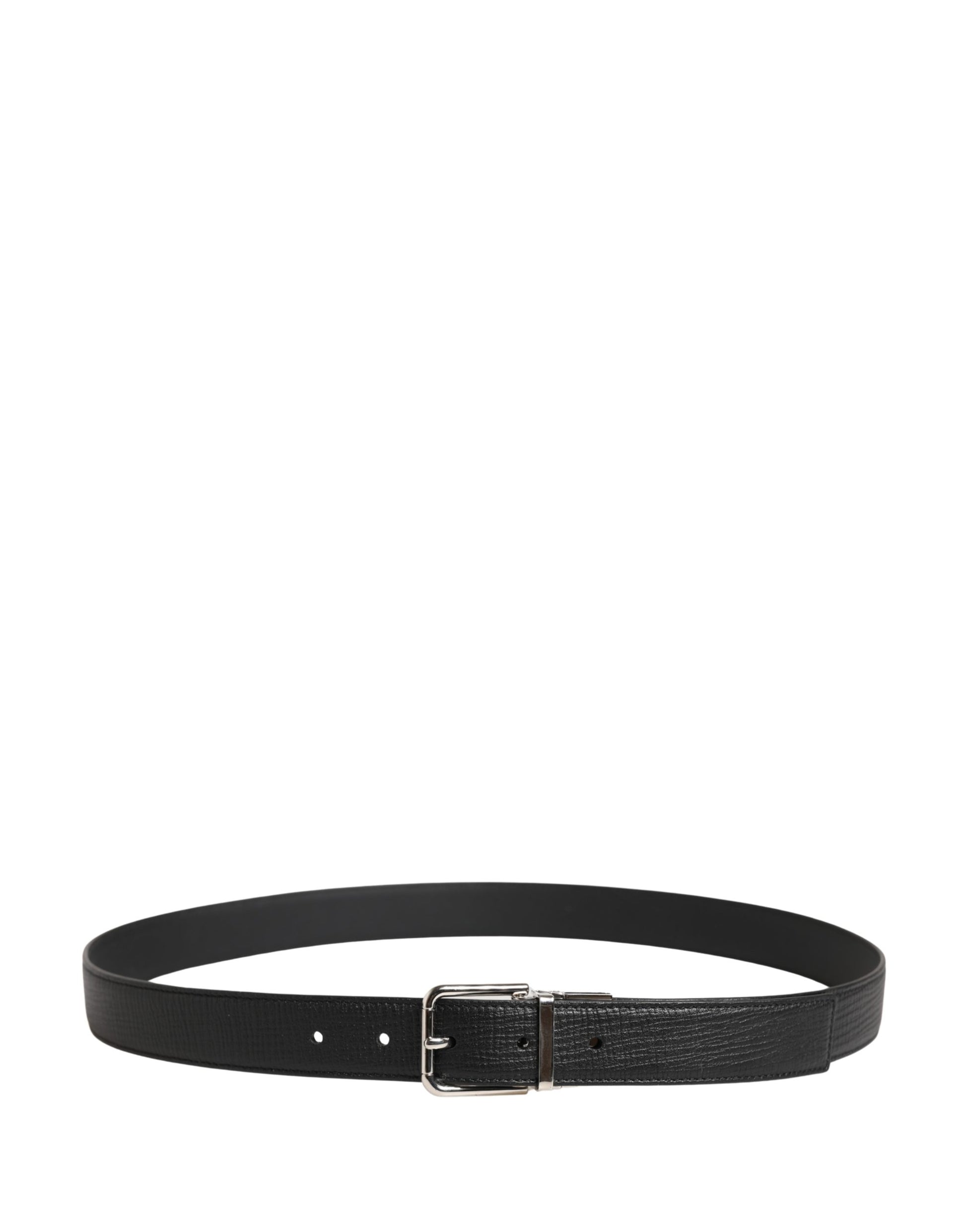Dolce & Gabbana Men Black Classic Leather Metal Buckle Belt Curated Luxury Accessories by Orvyn