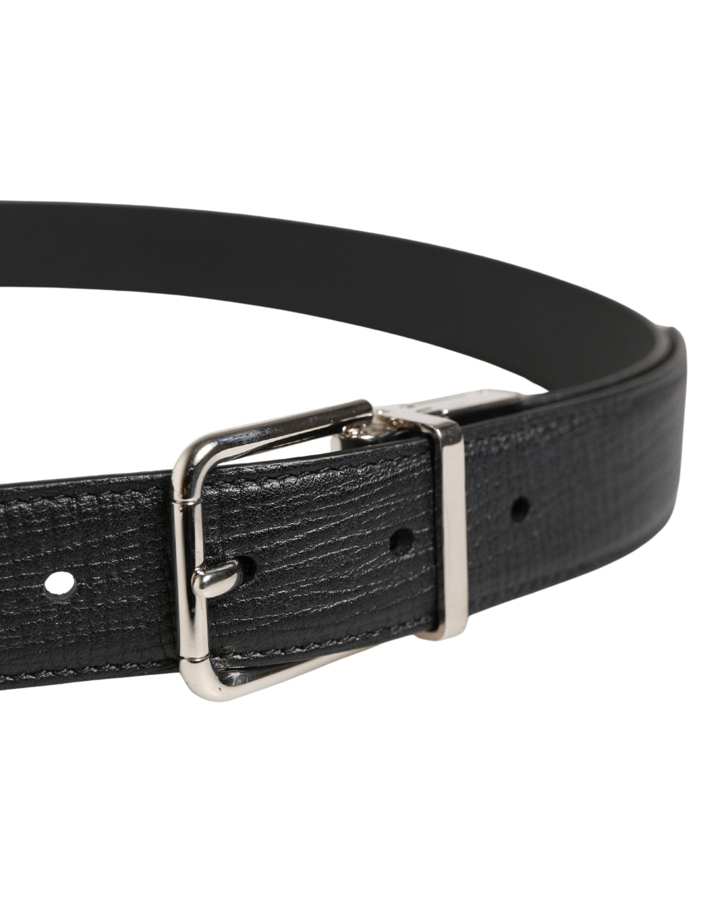 Dolce & Gabbana Men Black Classic Leather Metal Buckle Belt Curated Luxury Accessories by Orvyn