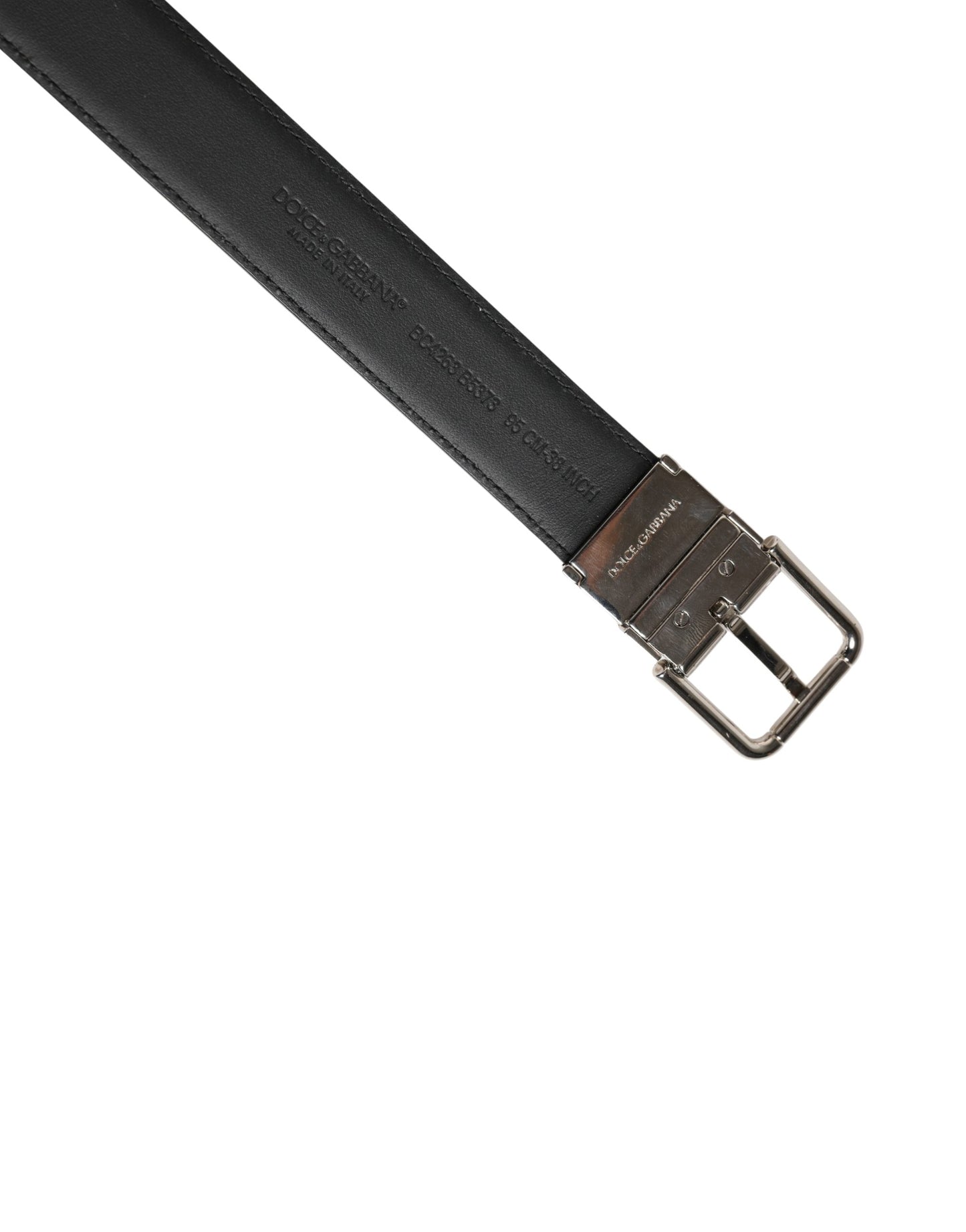 Dolce & Gabbana Men Black Classic Leather Metal Buckle Belt Curated Luxury Accessories by Orvyn