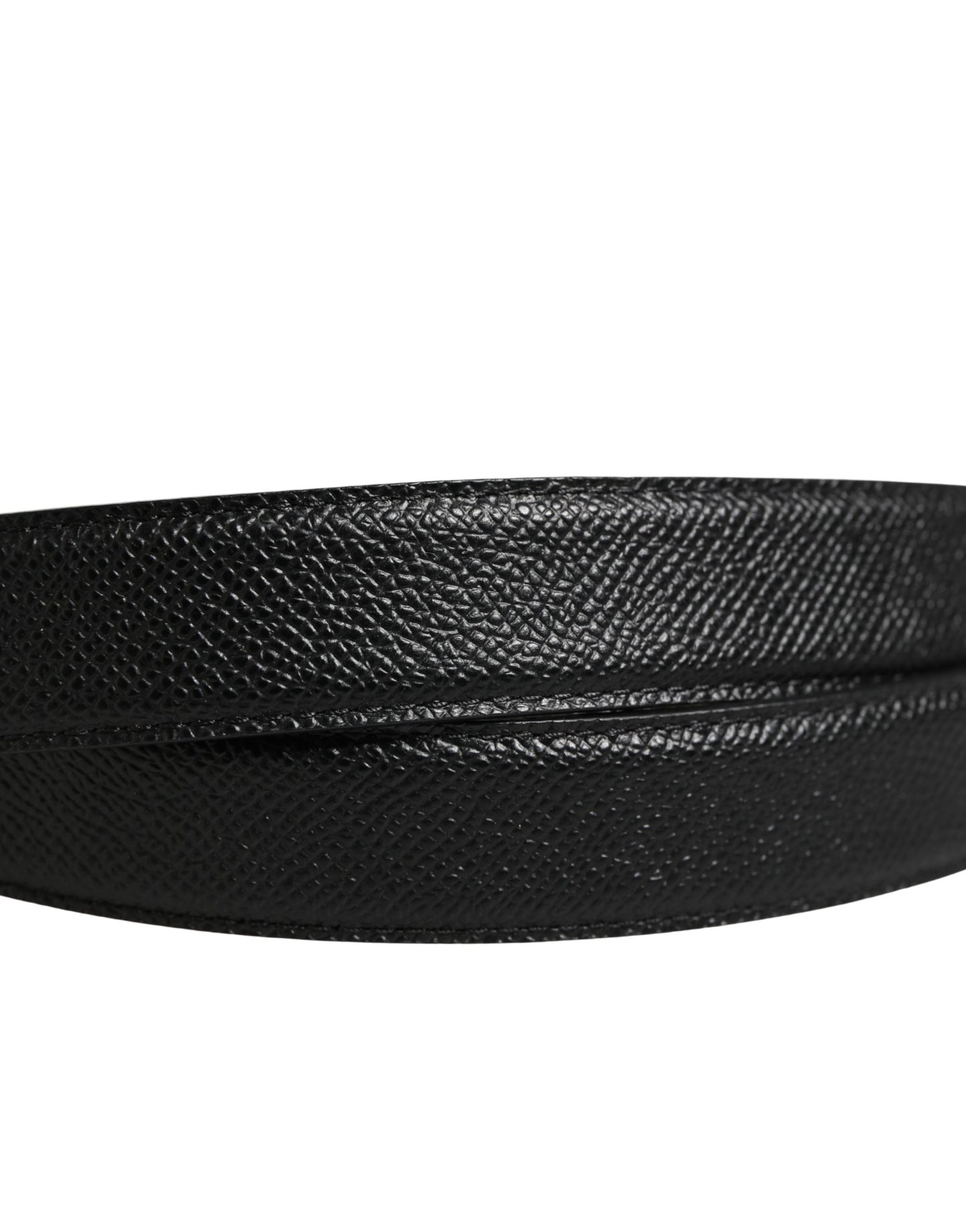 Dolce & Gabbana Men Black Calf Leather Logo Metal Buckle Belt Curated Luxury Accessories by Orvyn