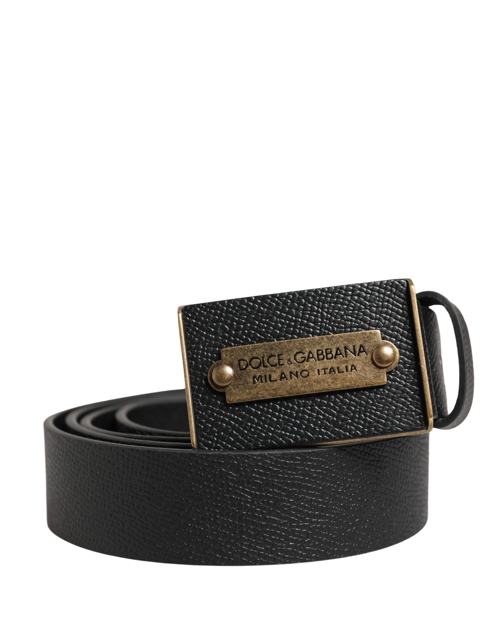 Dolce & Gabbana Men Black Calf Leather Metal Buckle Belt Curated Luxury Accessories by Orvyn