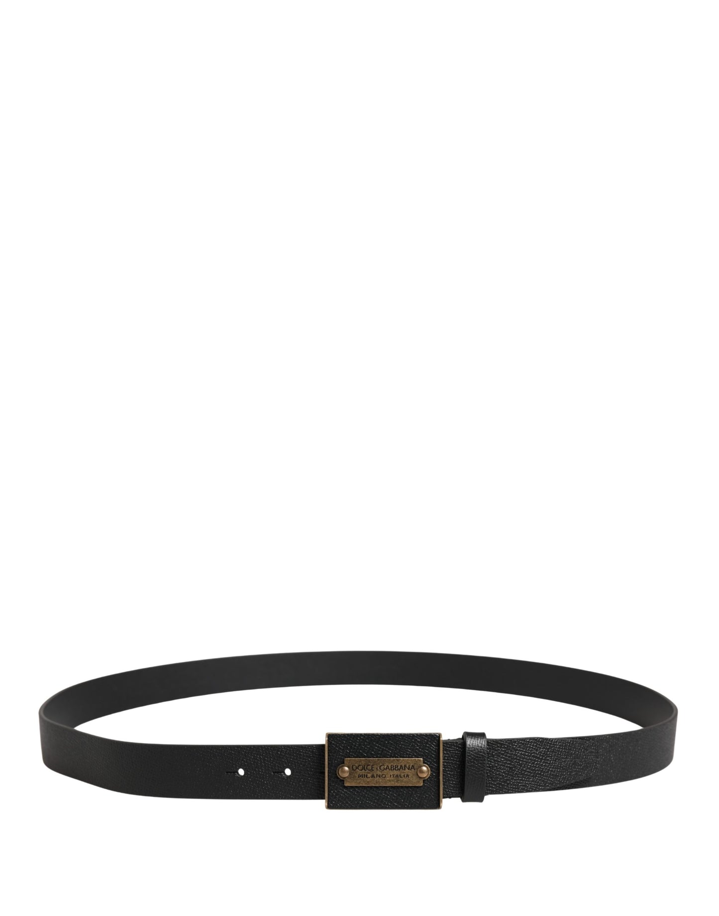 Dolce & Gabbana Men Black Calf Leather Metal Buckle Belt Curated Luxury Accessories by Orvyn
