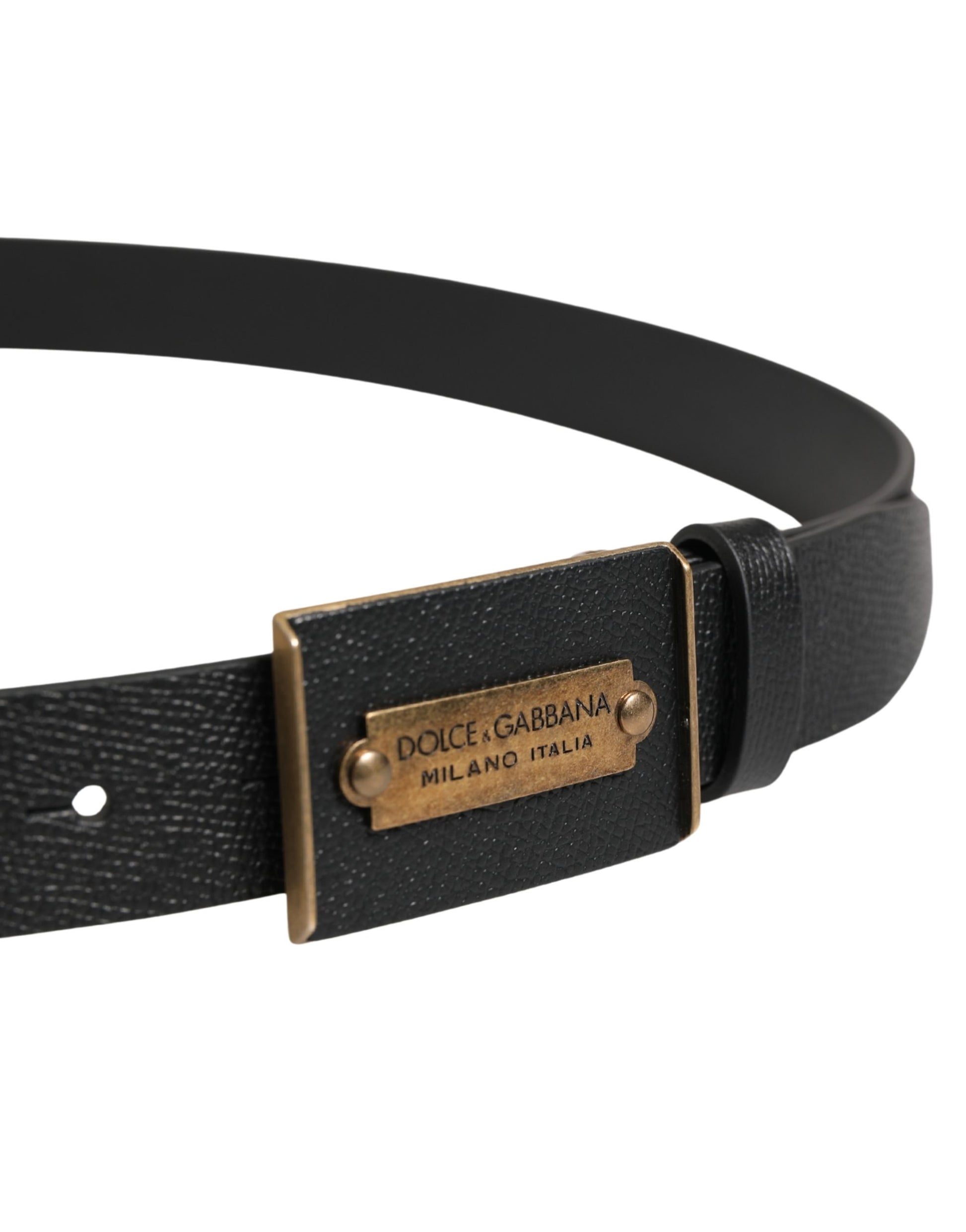 Dolce & Gabbana Men Black Calf Leather Metal Buckle Belt Curated Luxury Accessories by Orvyn