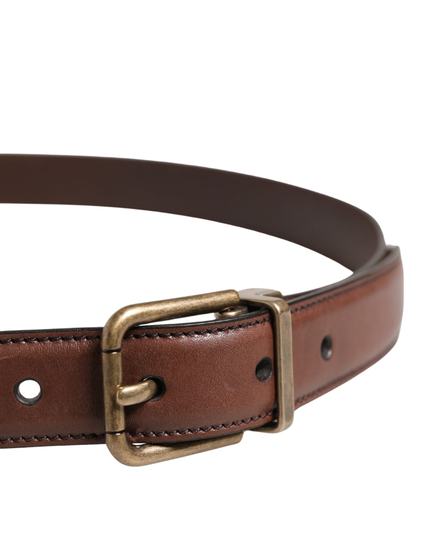 Dolce & Gabbana Men Brown Classic Leather Metal Buckle Belt Curated Luxury Accessories by Orvyn