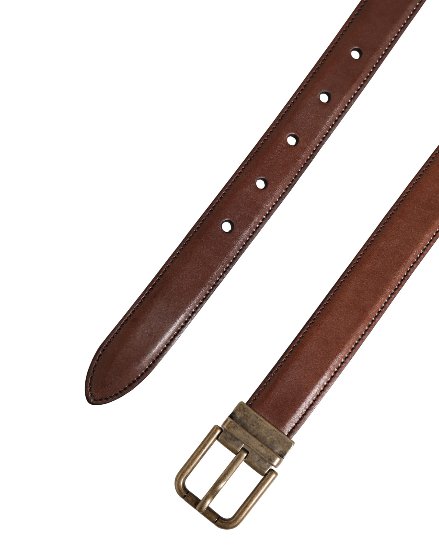 Dolce & Gabbana Men Brown Classic Leather Metal Buckle Belt Curated Luxury Accessories by Orvyn