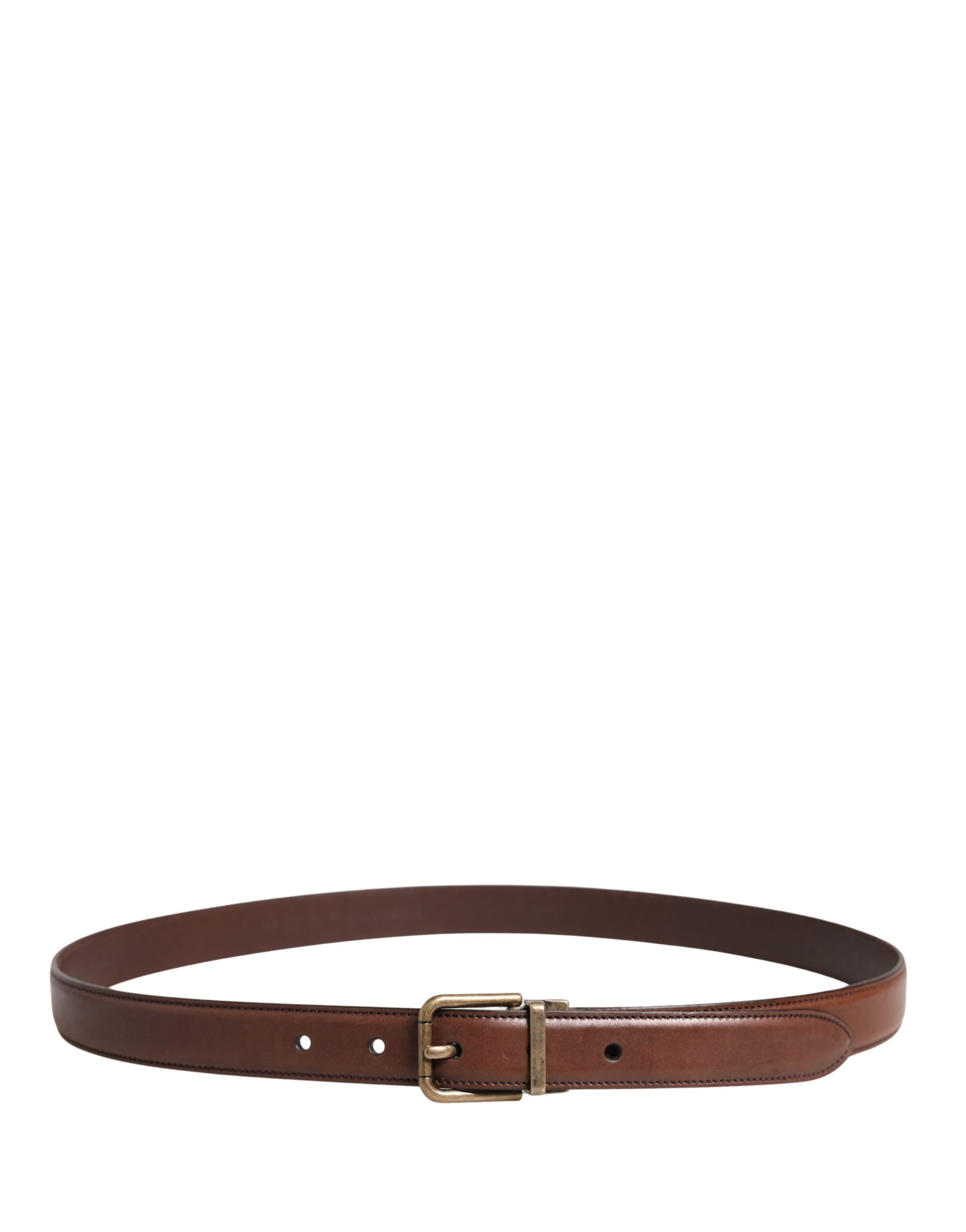 Dolce & Gabbana Men Brown Classic Leather Metal Buckle Belt Curated Luxury Accessories by Orvyn