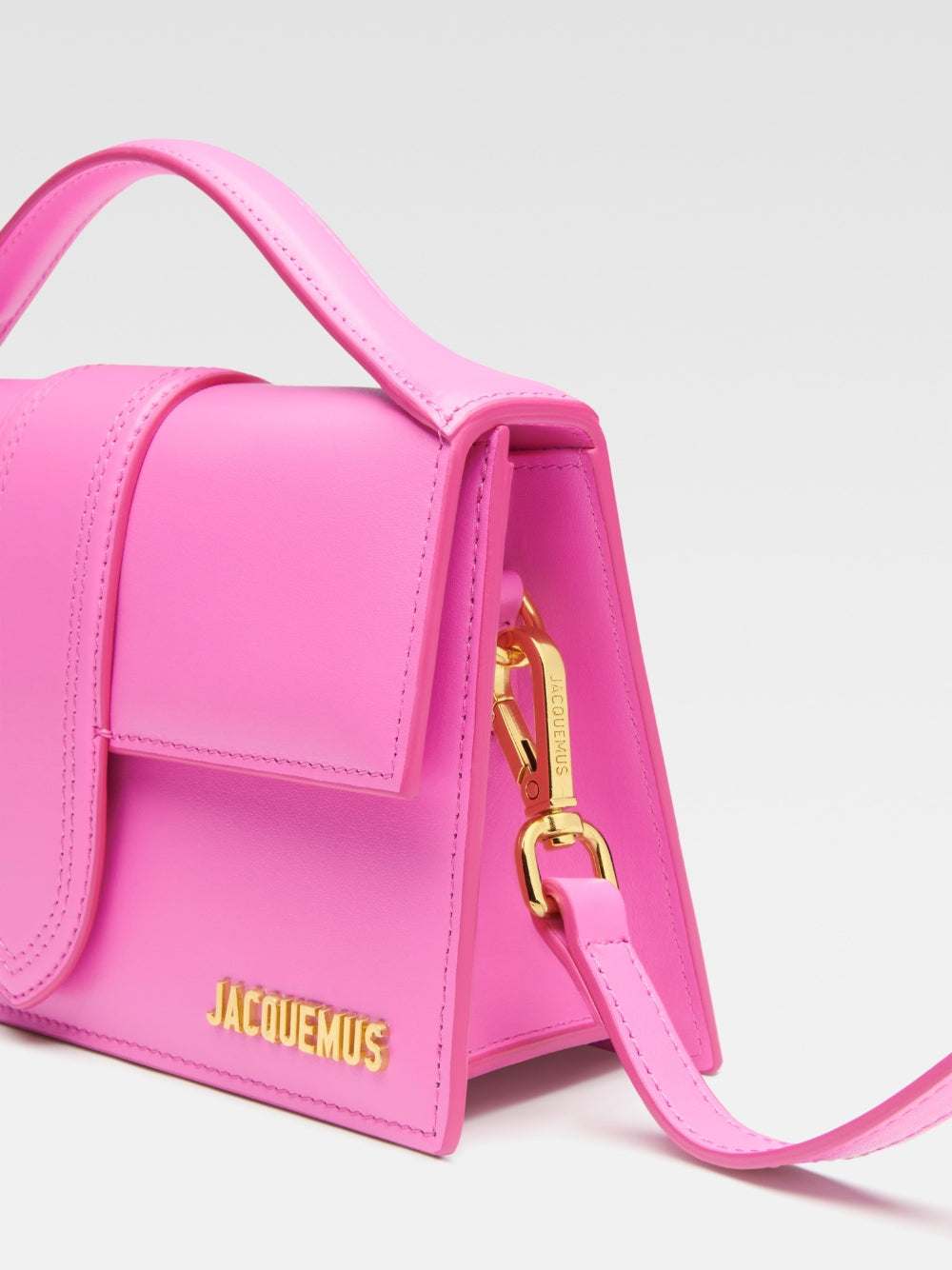 Jacquemus Neon Pink Leather Le Grand Bambino Handbag Curated Luxury Accessories by Orvyn