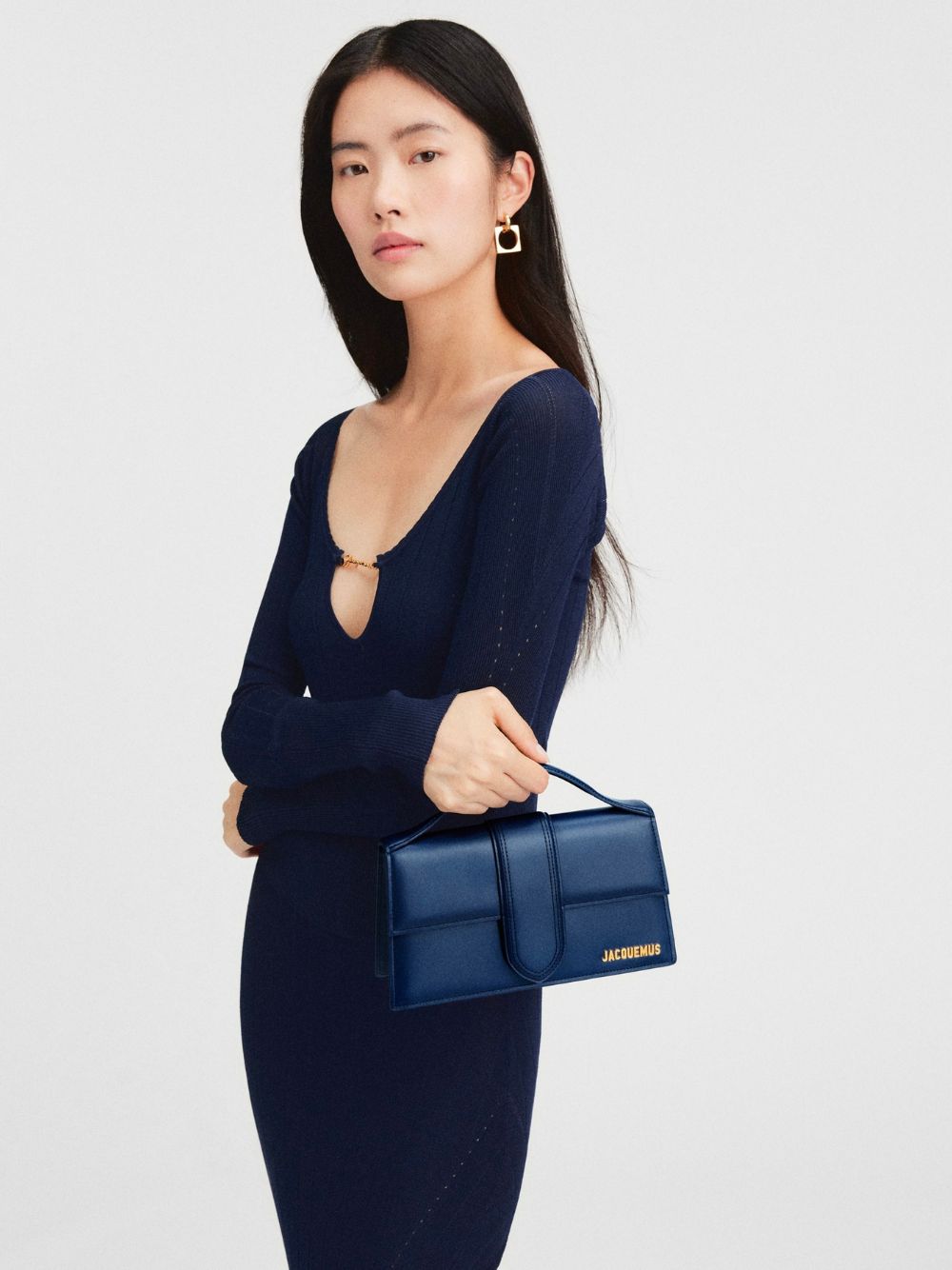 Jacquemus Dark NavyLeather Le Grand Bambino Handbag Curated Luxury Accessories by Orvyn