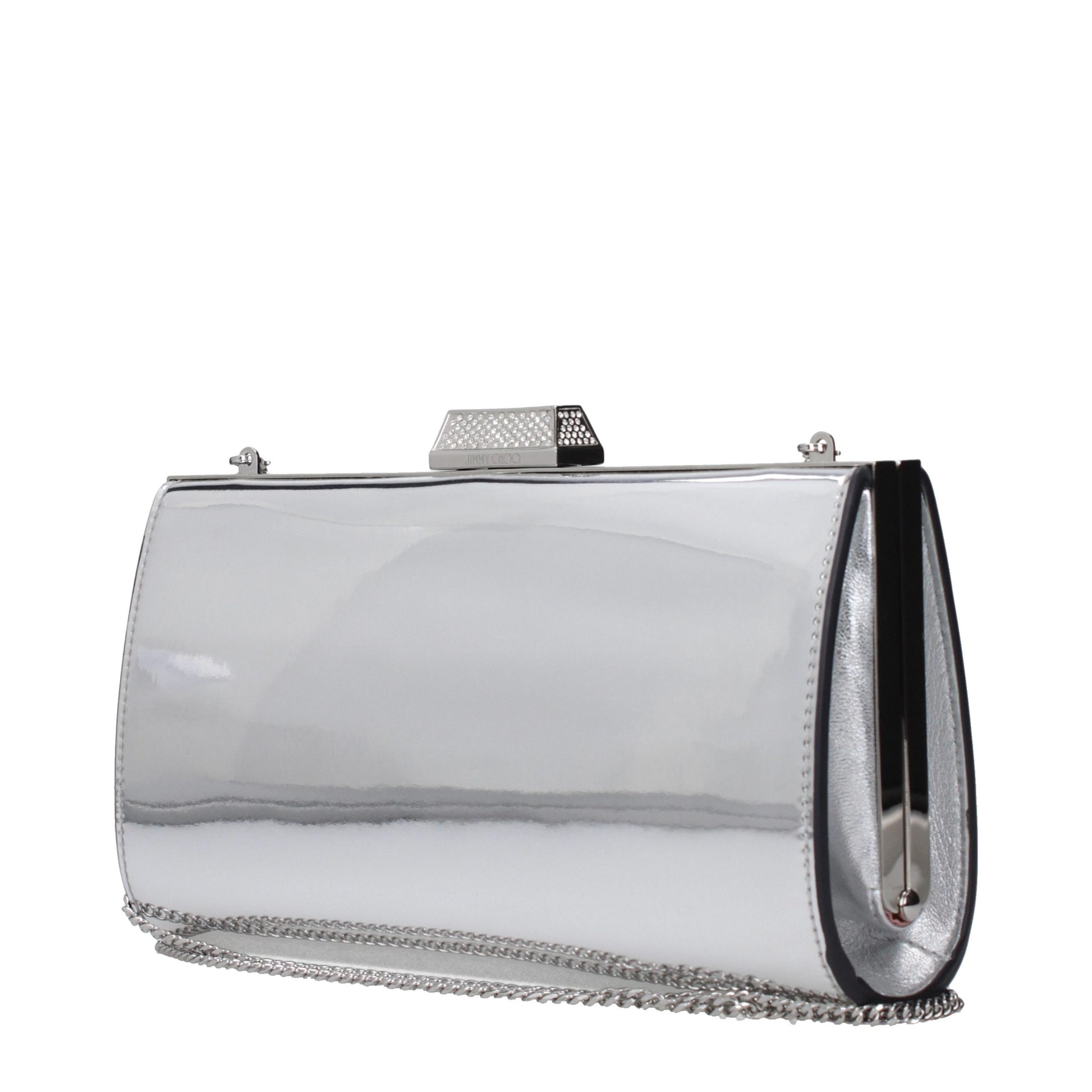 Jimmy Choo Gray Leather Clutch Bag Curated Luxury Accessories by Orvyn