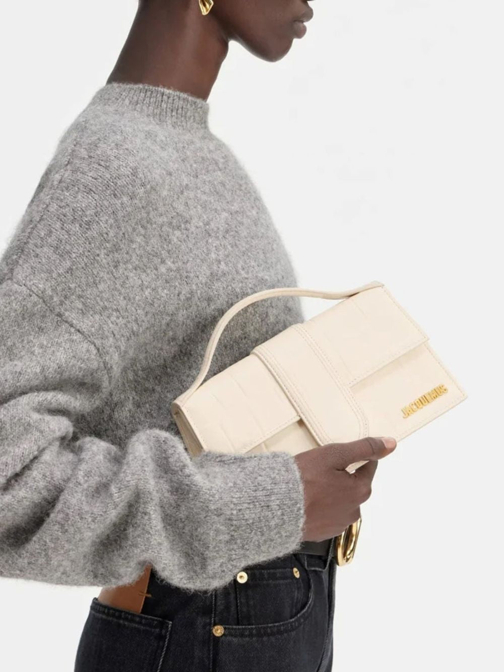 Jacquemus Ivory Cocco Le Grand Bambino Handbag Bags weiss