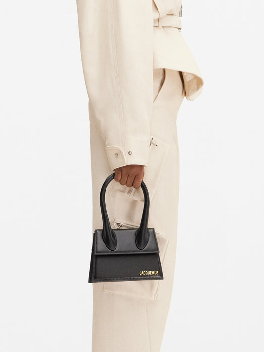 Jacquemus Black  leather Le Chiquito moyen bag Curated Luxury Accessories by Orvyn