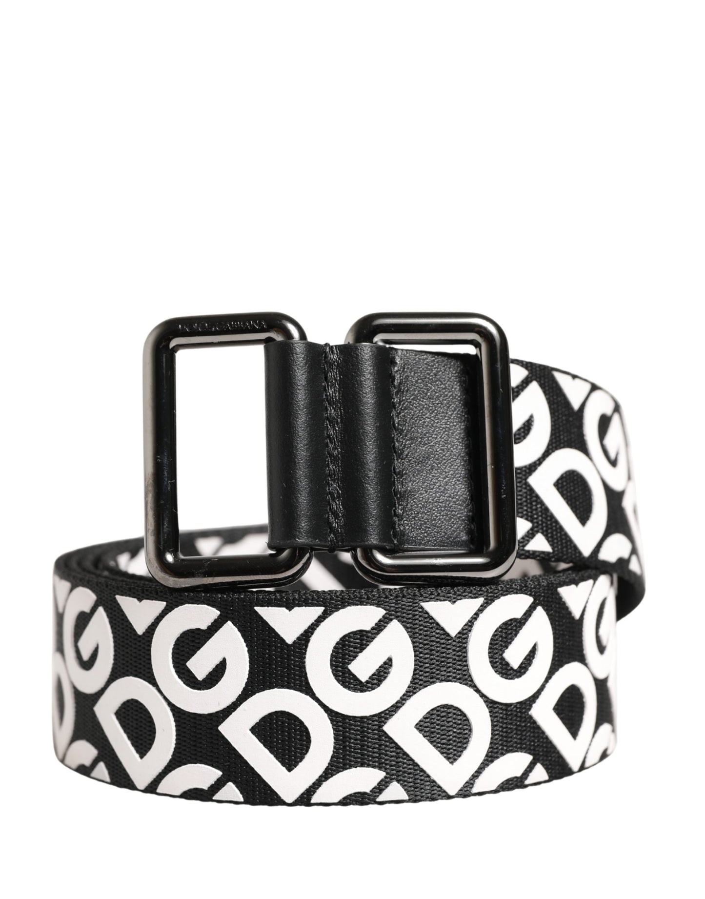 Dolce & Gabbana White Black Logo Leather Metal Buckle Belt Curated Luxury Accessories by Orvyn