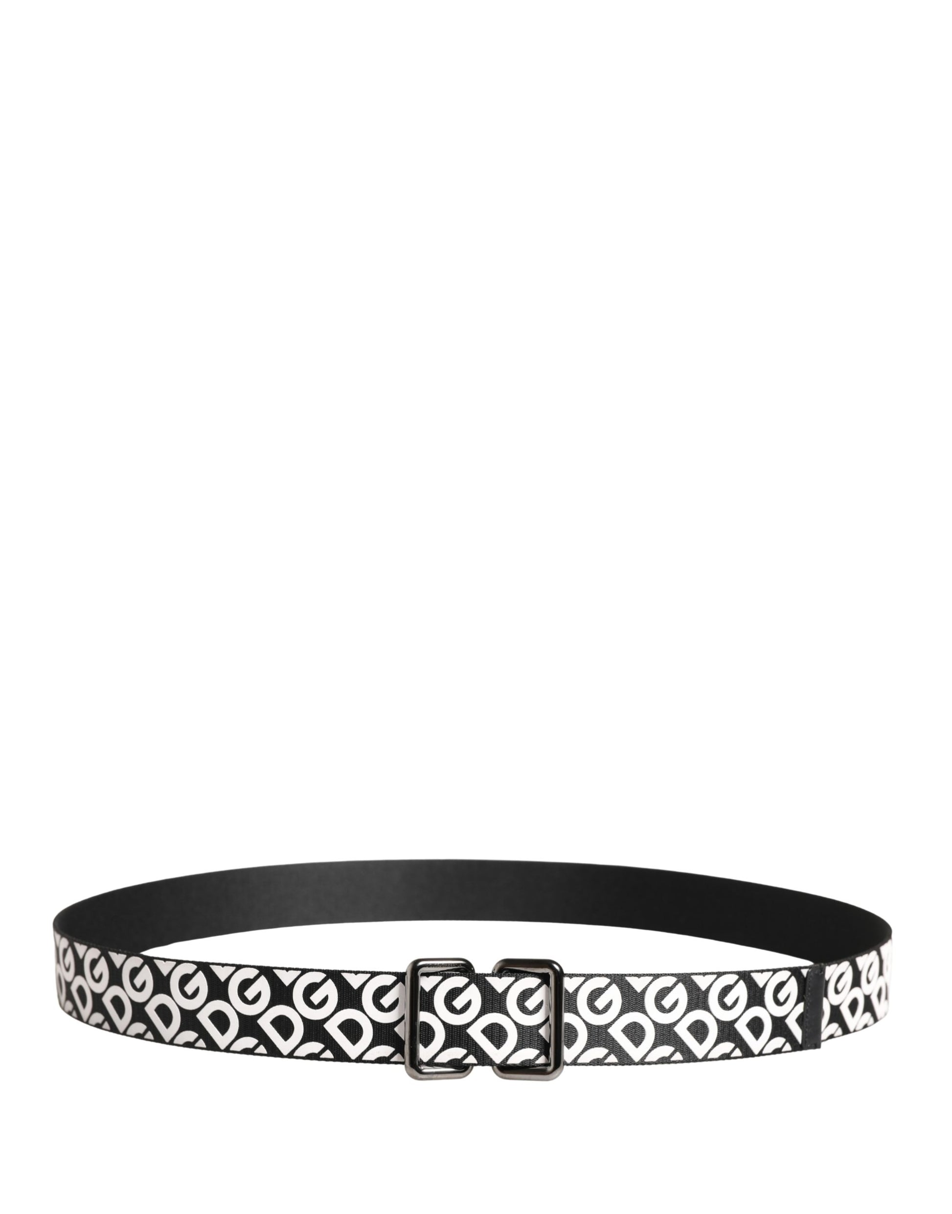 Dolce & Gabbana White Black Logo Leather Metal Buckle Belt Curated Luxury Accessories by Orvyn