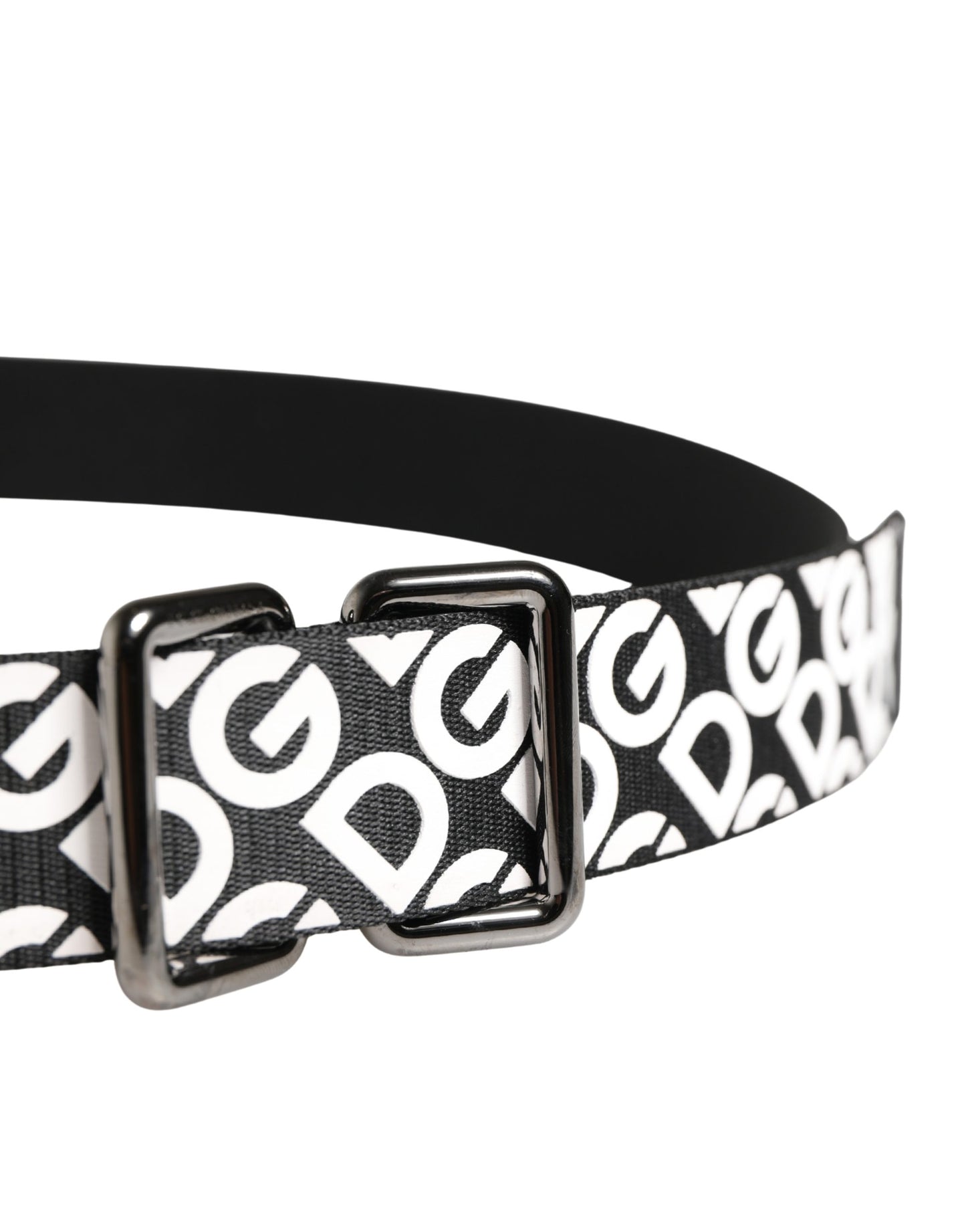 Dolce & Gabbana White Black Logo Leather Metal Buckle Belt Curated Luxury Accessories by Orvyn