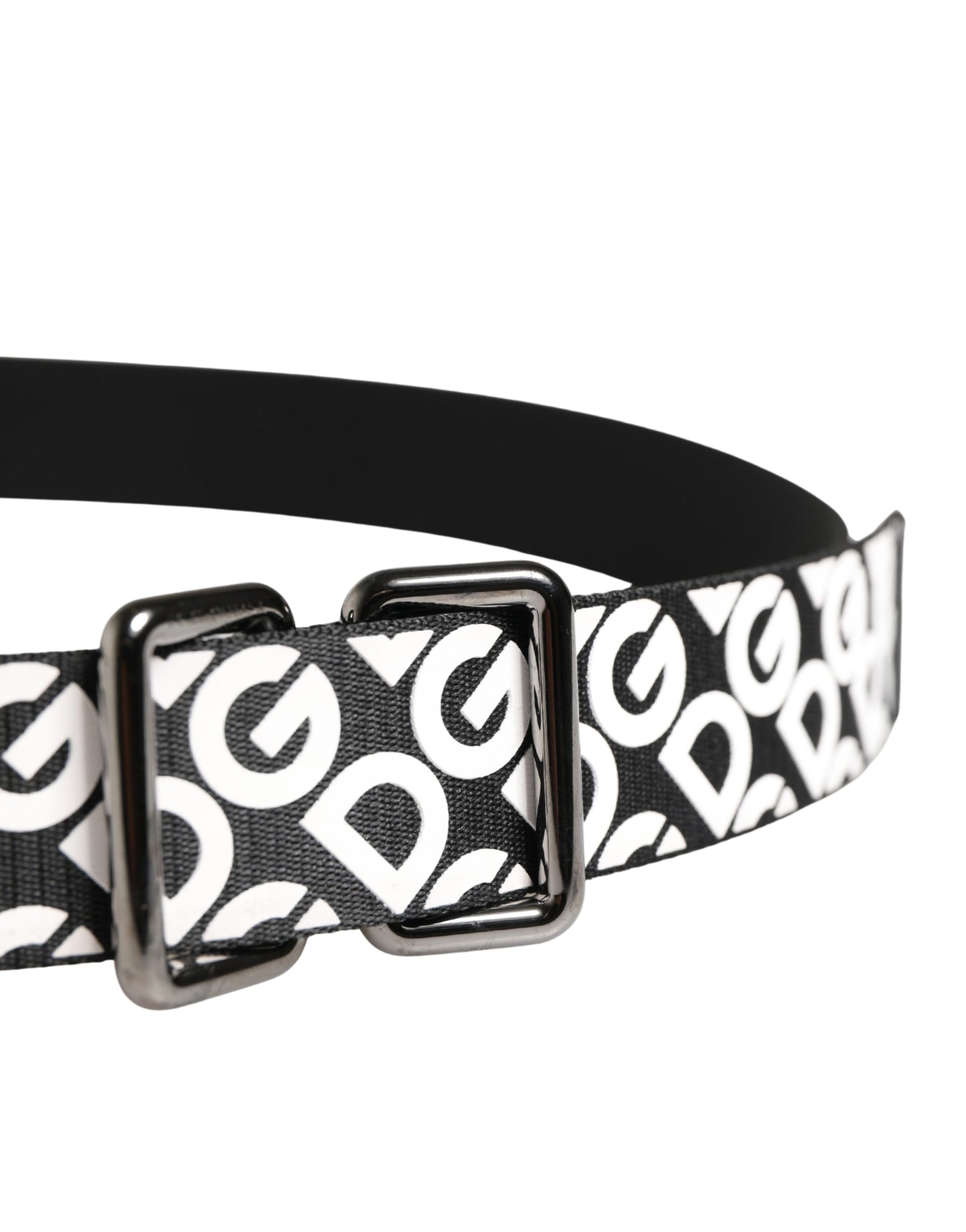 Dolce & Gabbana White Black Logo Leather Metal Buckle Belt Curated Luxury Accessories by Orvyn