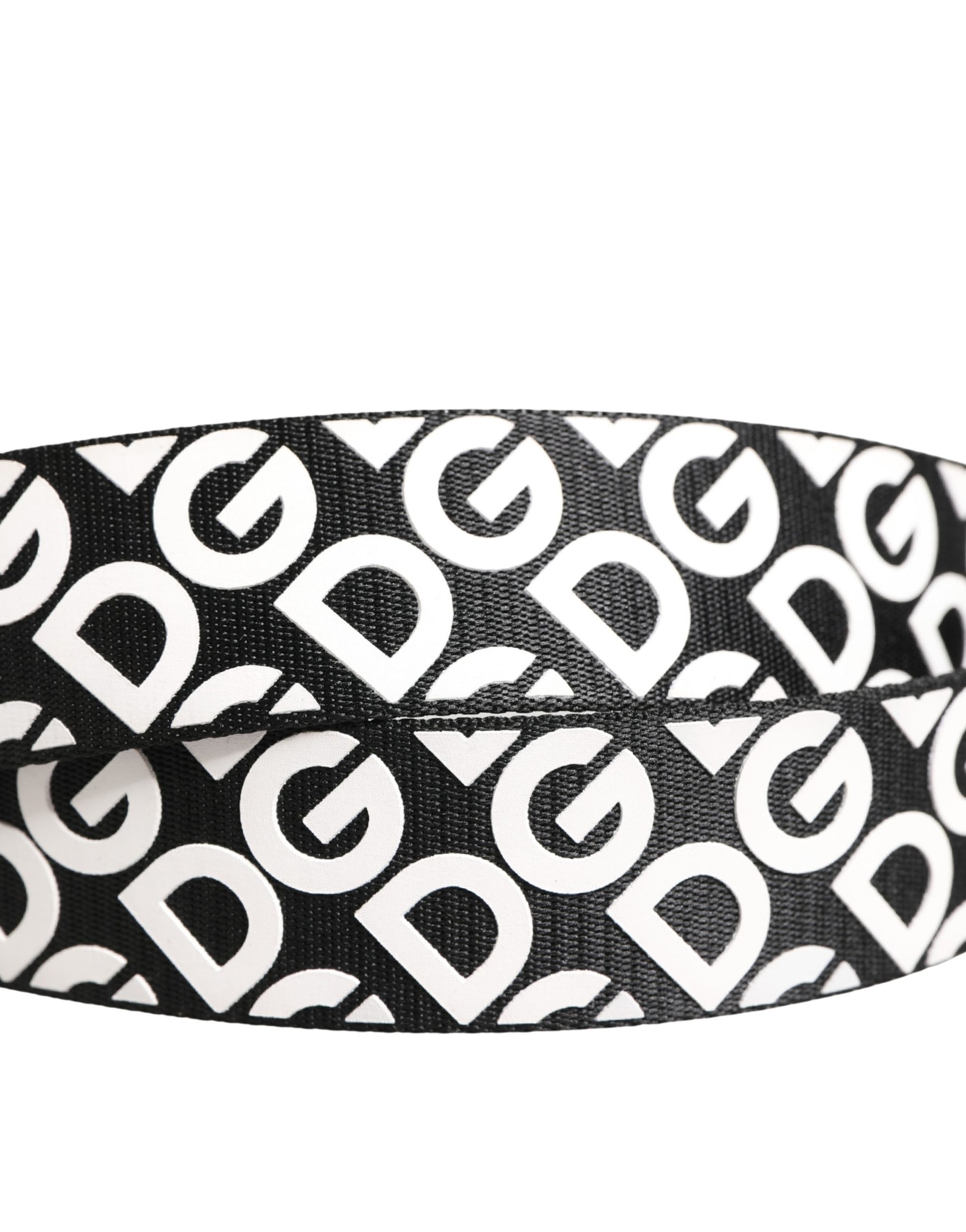 Dolce & Gabbana White Black Logo Leather Metal Buckle Belt Curated Luxury Accessories by Orvyn