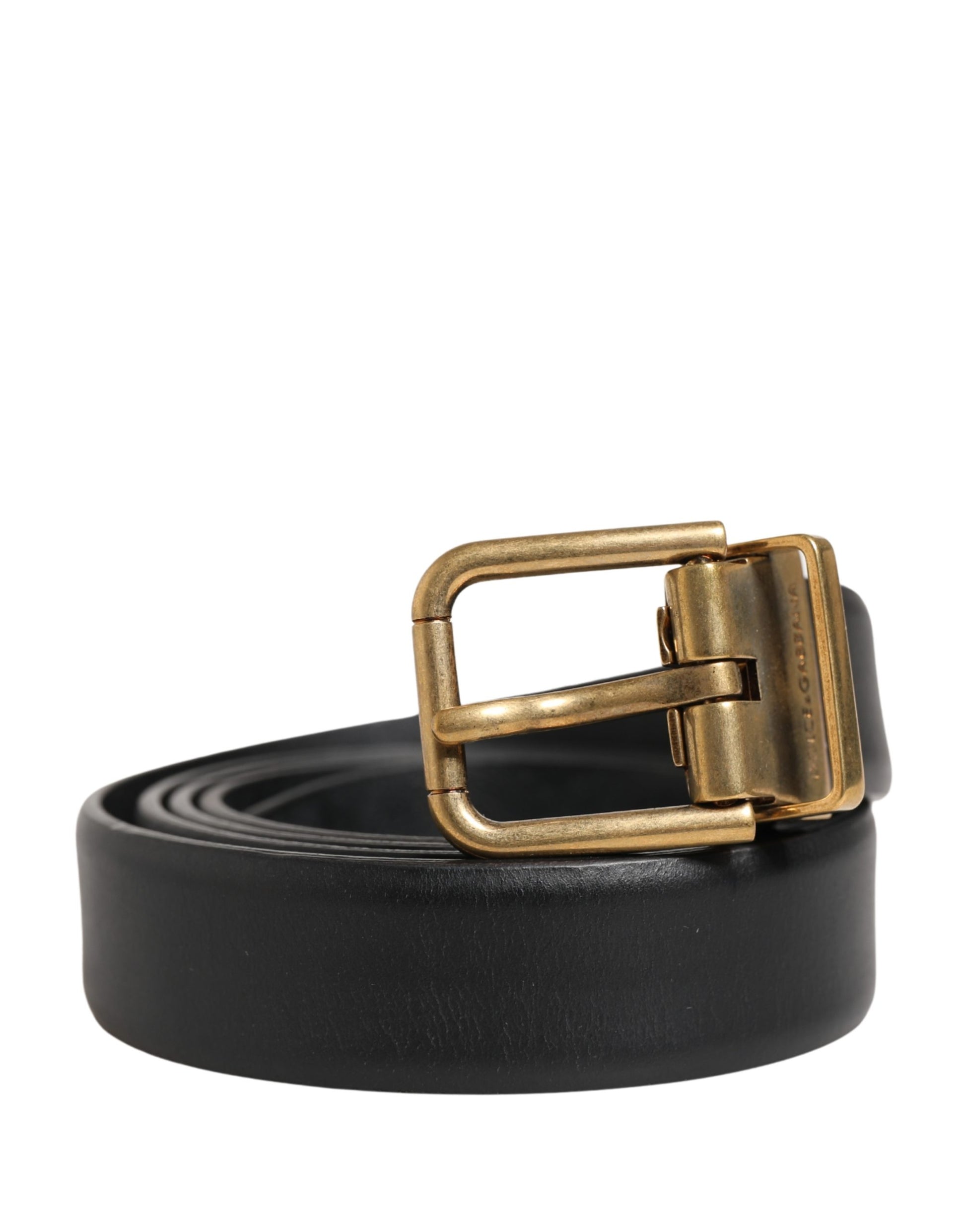 Dolce & Gabbana Men Black Classic Leather Metal Buckle Belt Curated Luxury Accessories by Orvyn