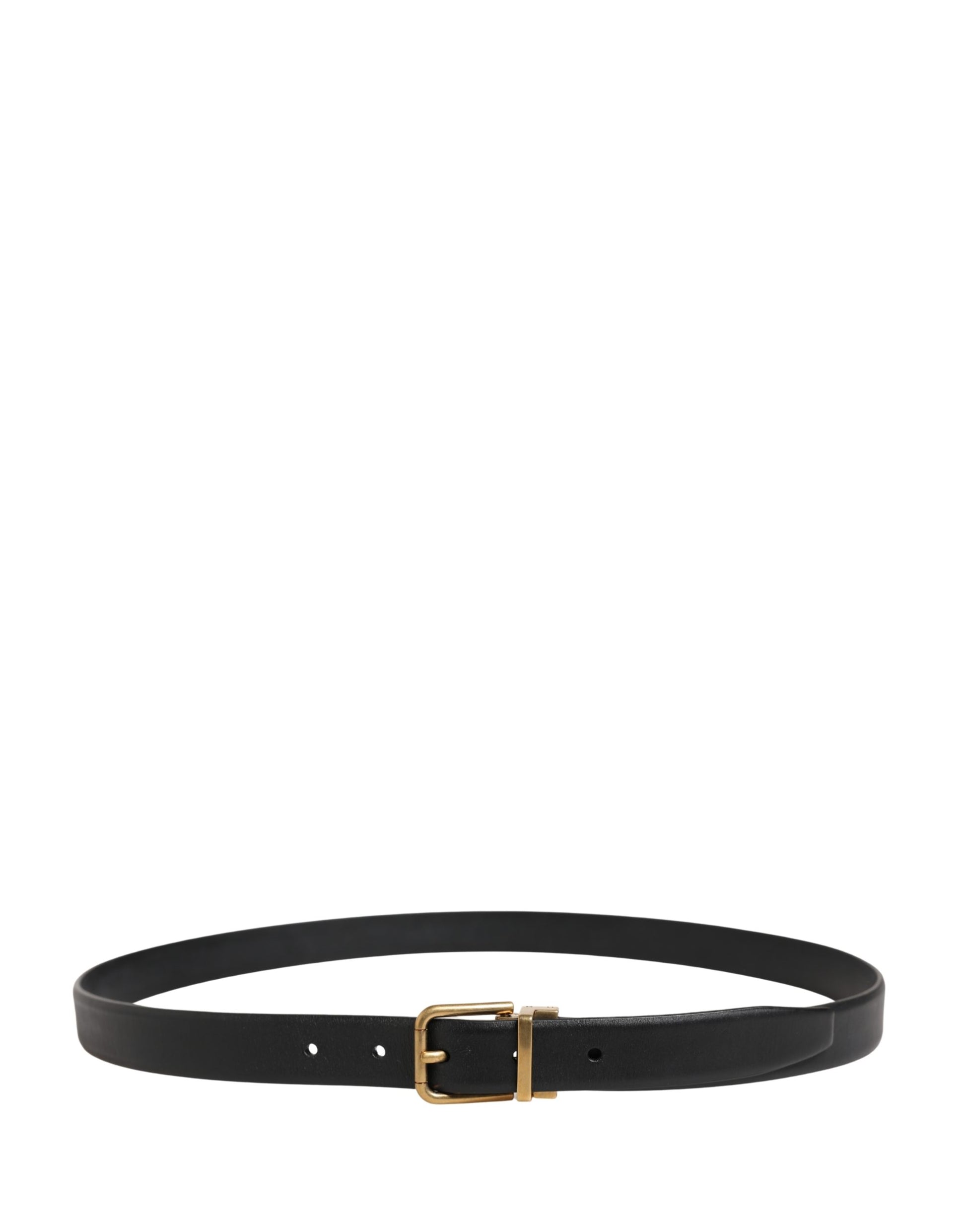 Dolce & Gabbana Men Black Classic Leather Metal Buckle Belt Curated Luxury Accessories by Orvyn