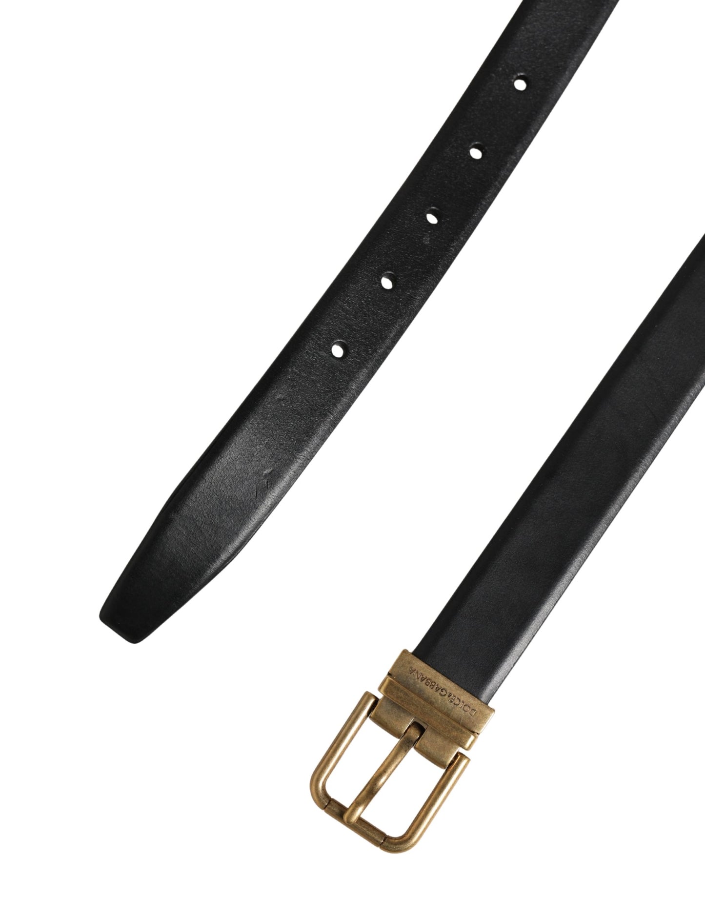 Dolce & Gabbana Men Black Classic Leather Metal Buckle Belt Curated Luxury Accessories by Orvyn