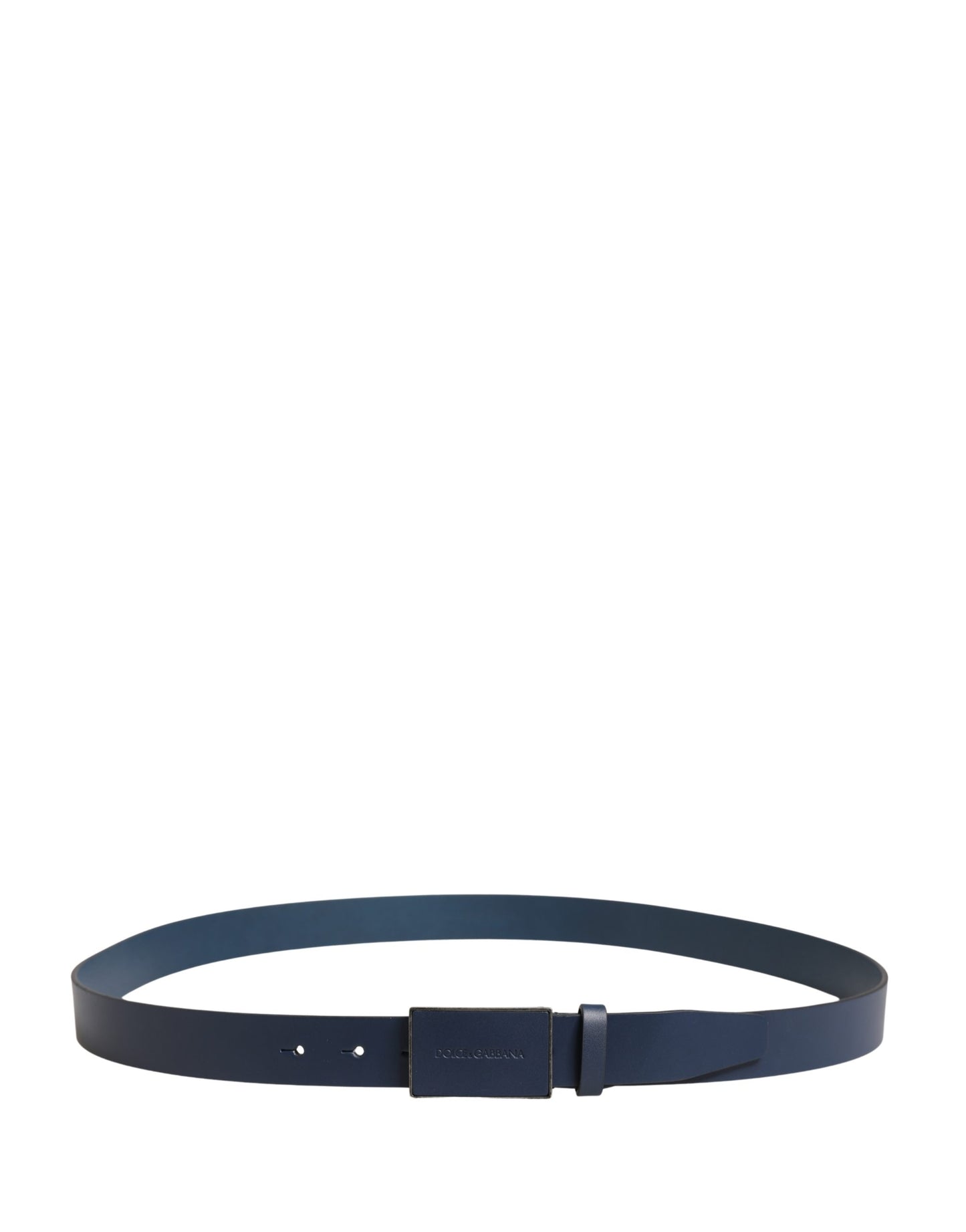 Dolce & Gabbana Men Blue Calf Leather Logo Metal Buckle Belt Curated Luxury Accessories by Orvyn