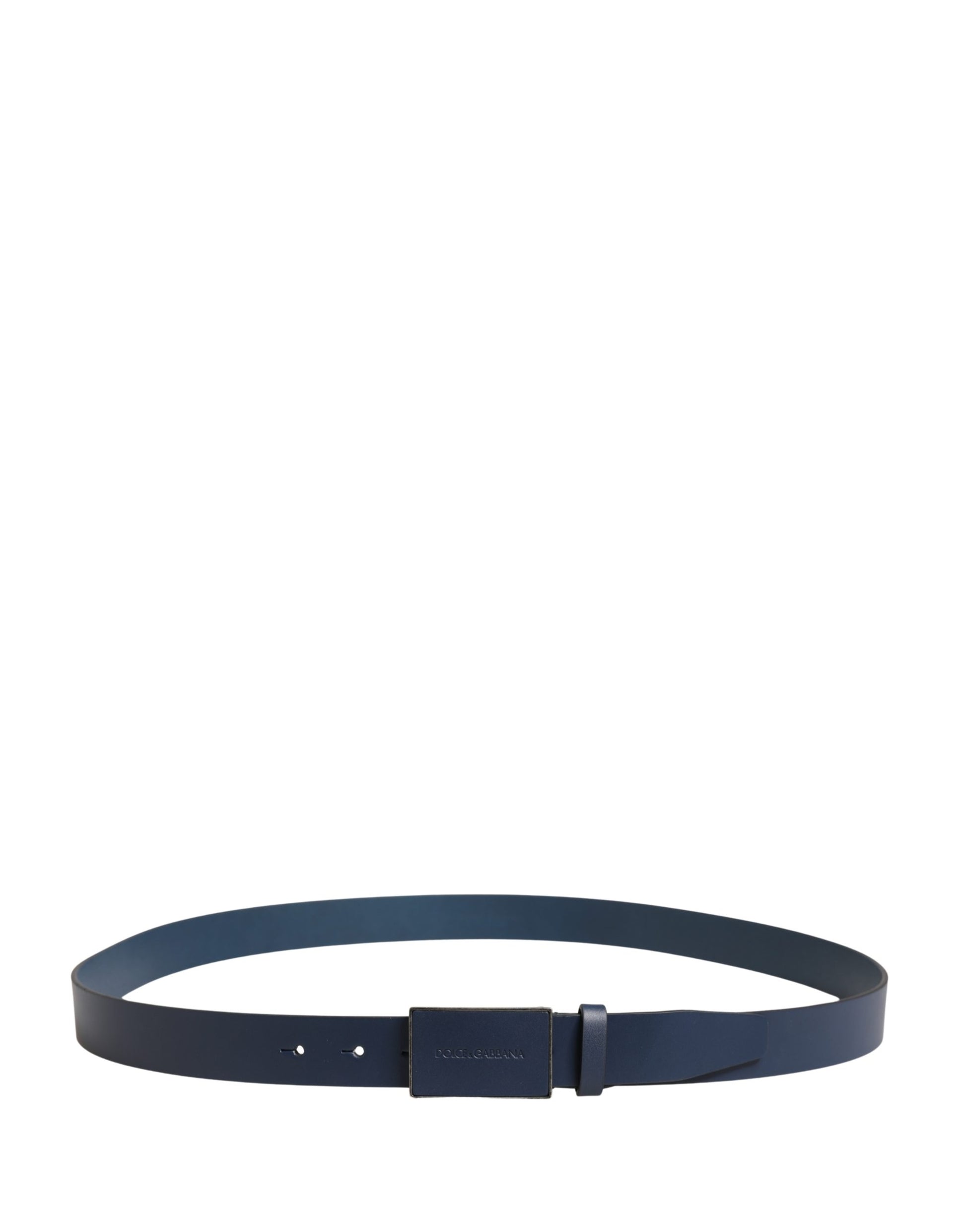 Dolce & Gabbana Men Blue Calf Leather Logo Metal Buckle Belt Curated Luxury Accessories by Orvyn