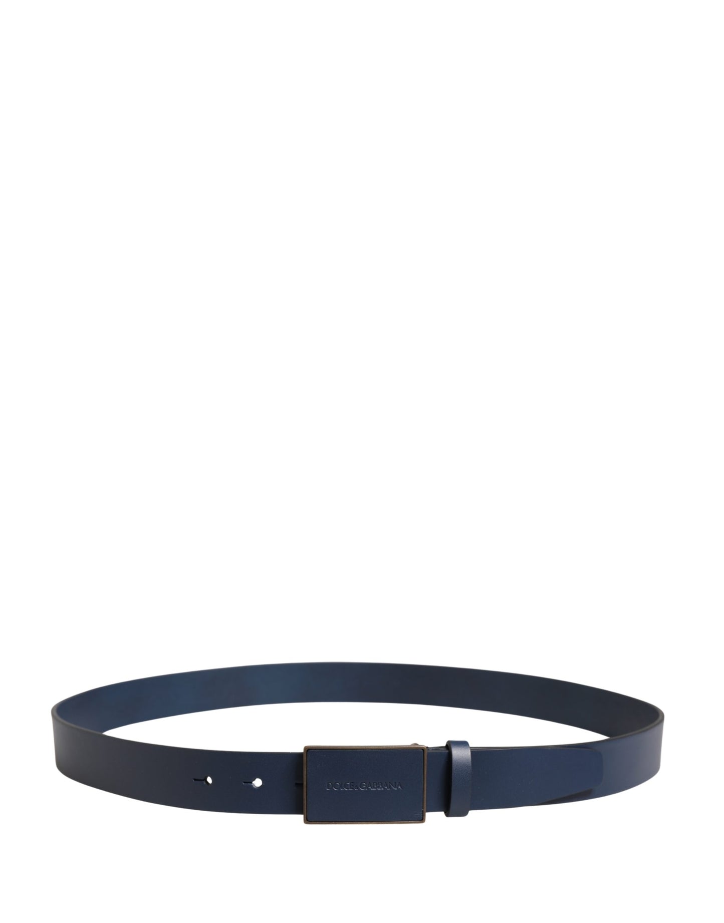 Dolce & Gabbana Men Blue Calf Leather Logo Metal Buckle Belt Curated Luxury Accessories by Orvyn