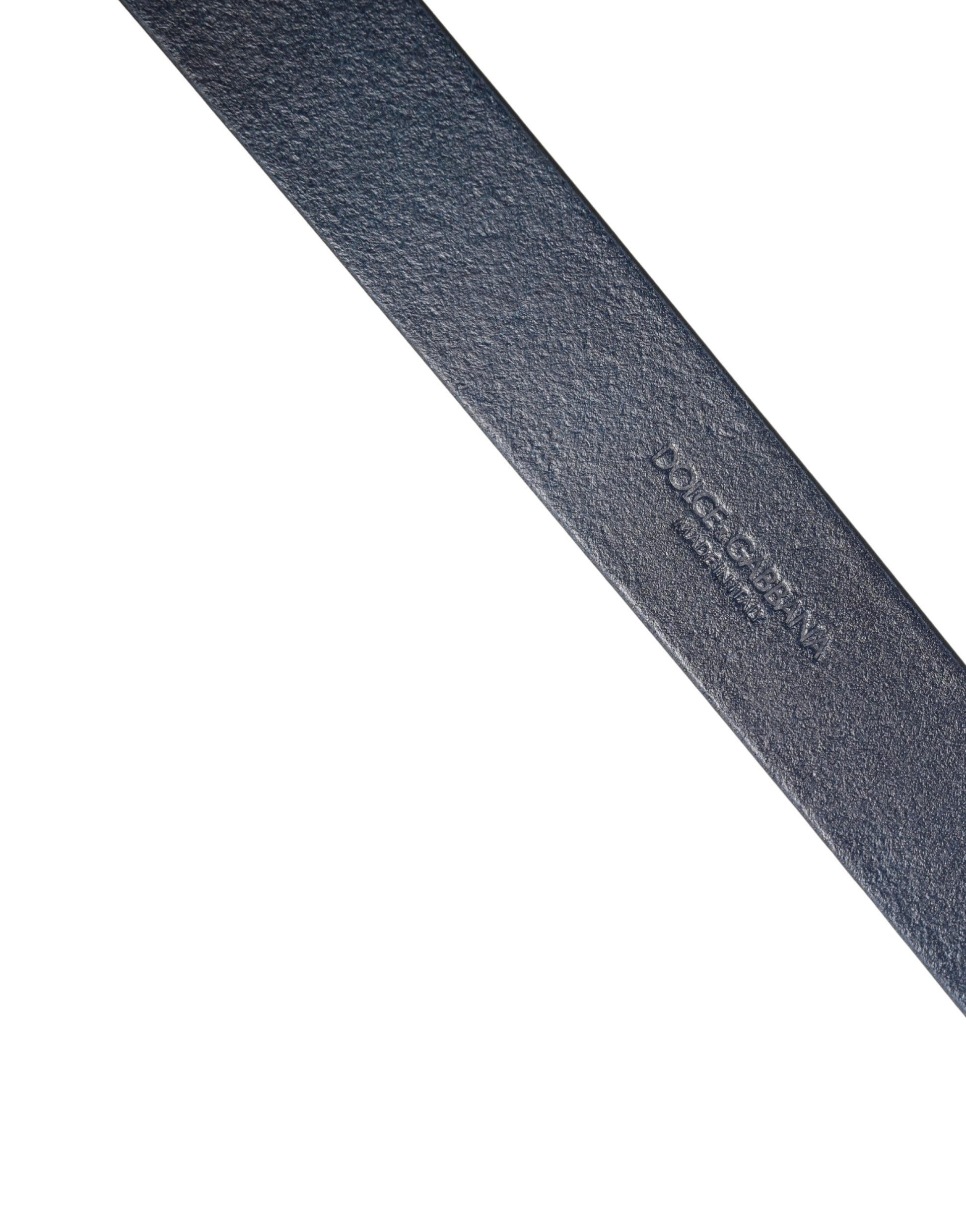 Dolce & Gabbana Men Blue Calf Leather Logo Metal Buckle Belt Curated Luxury Accessories by Orvyn
