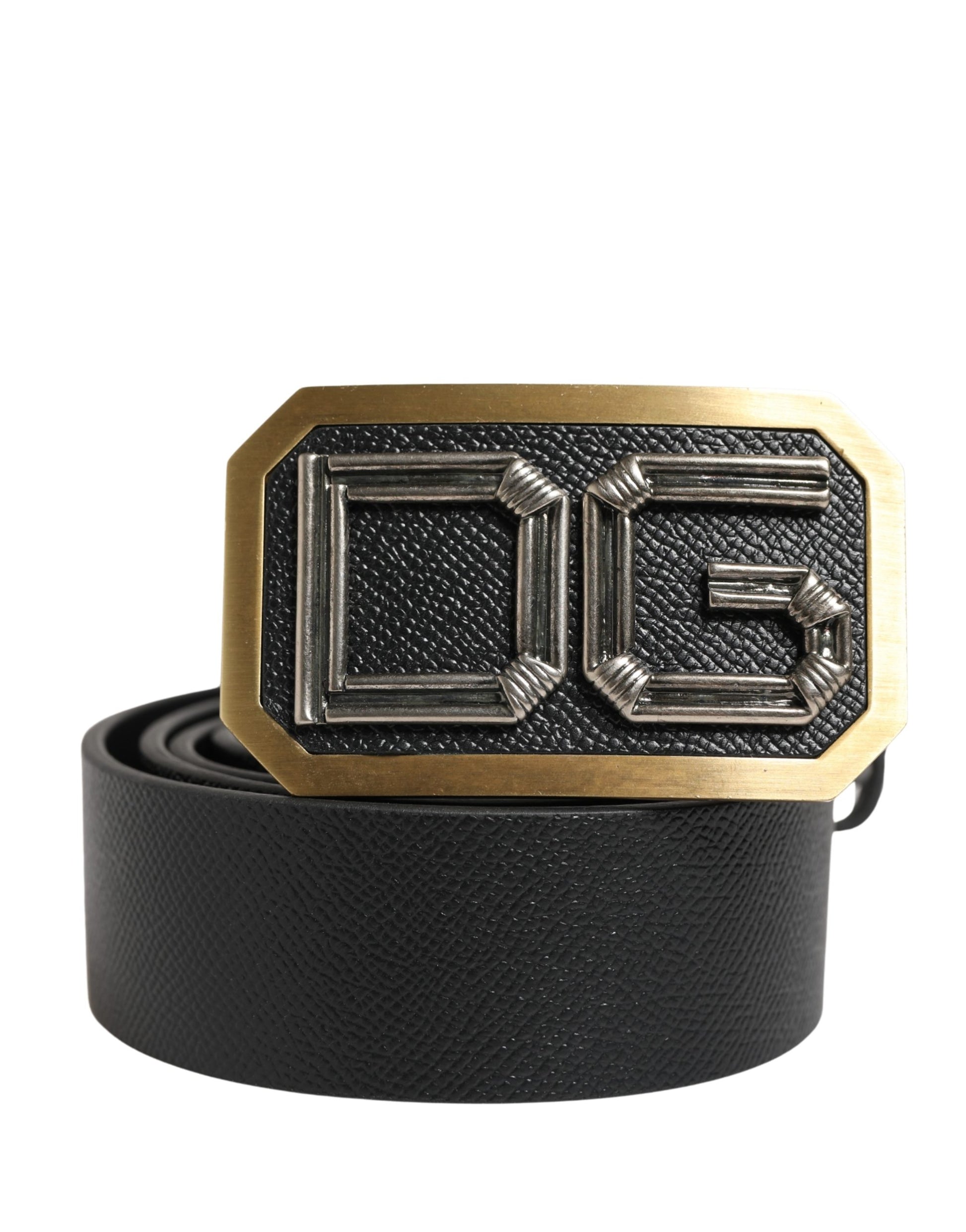 Dolce & Gabbana Men Black Leather DG Logo Metal Buckle Belt Curated Luxury Accessories by Orvyn