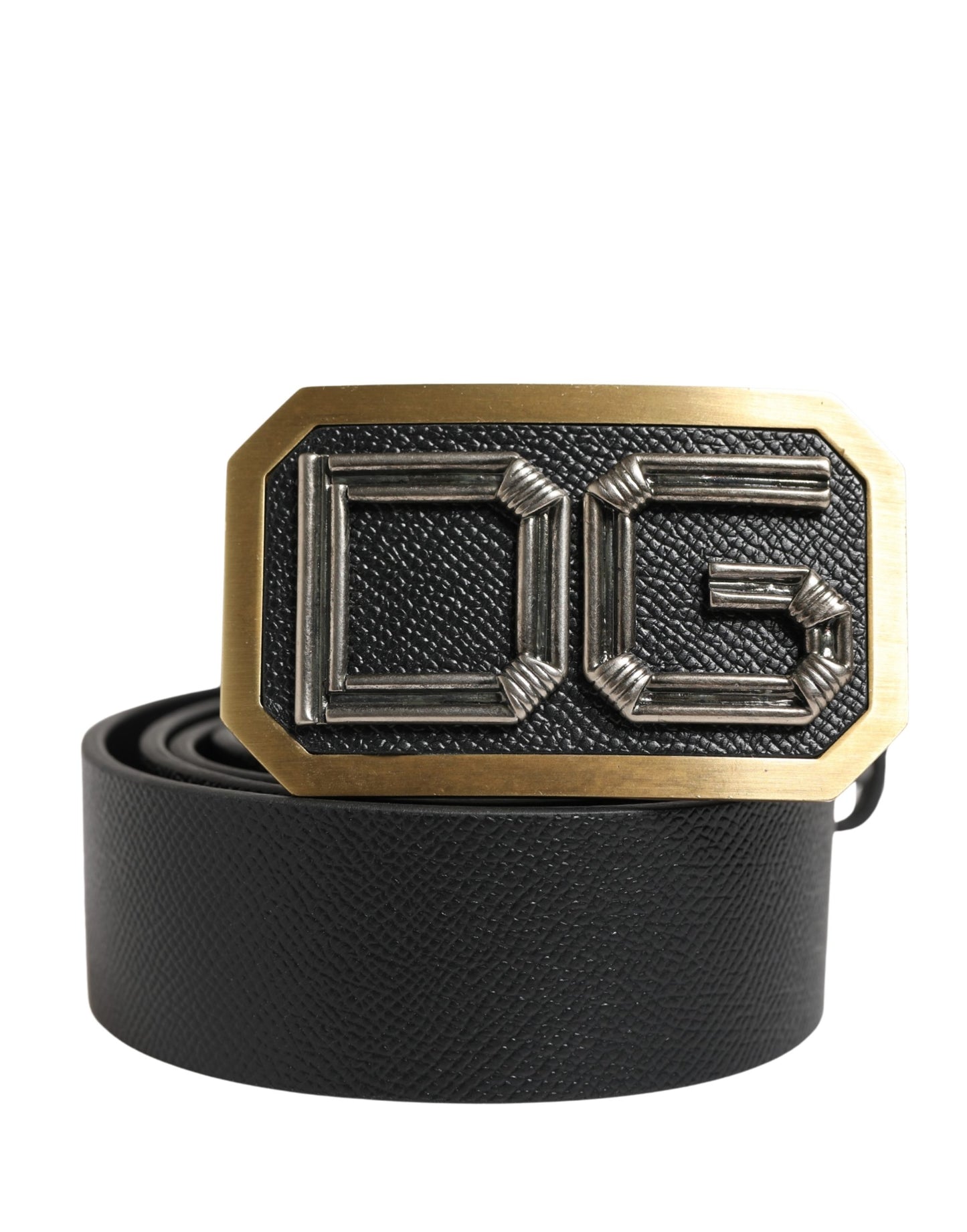 Dolce & Gabbana Men Black Leather DG Logo Metal Buckle Belt Curated Luxury Accessories by Orvyn
