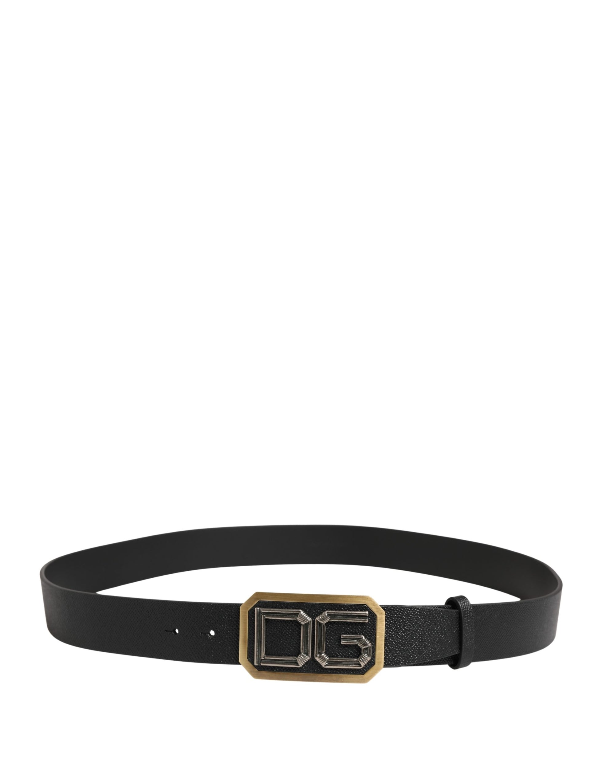 Dolce & Gabbana Men Black Leather DG Logo Metal Buckle Belt Curated Luxury Accessories by Orvyn