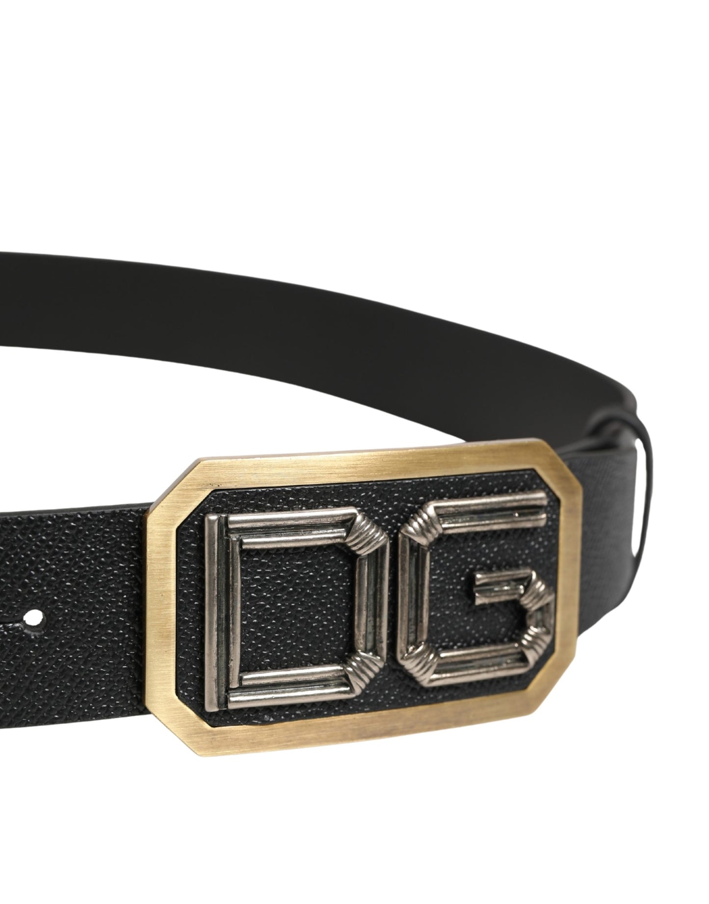Dolce & Gabbana Men Black Leather DG Logo Metal Buckle Belt Curated Luxury Accessories by Orvyn