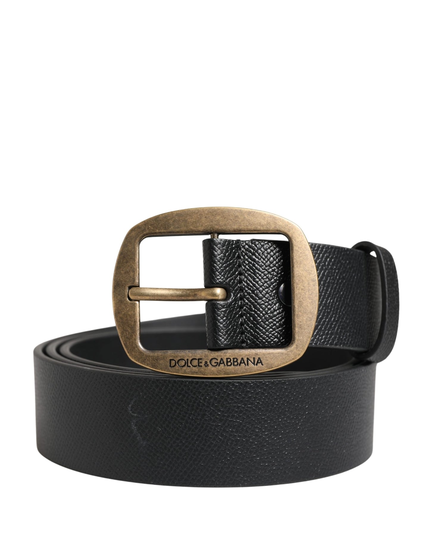 Dolce & Gabbana Men Black Classic Leather Metal Buckle Belt Curated Luxury Accessories by Orvyn