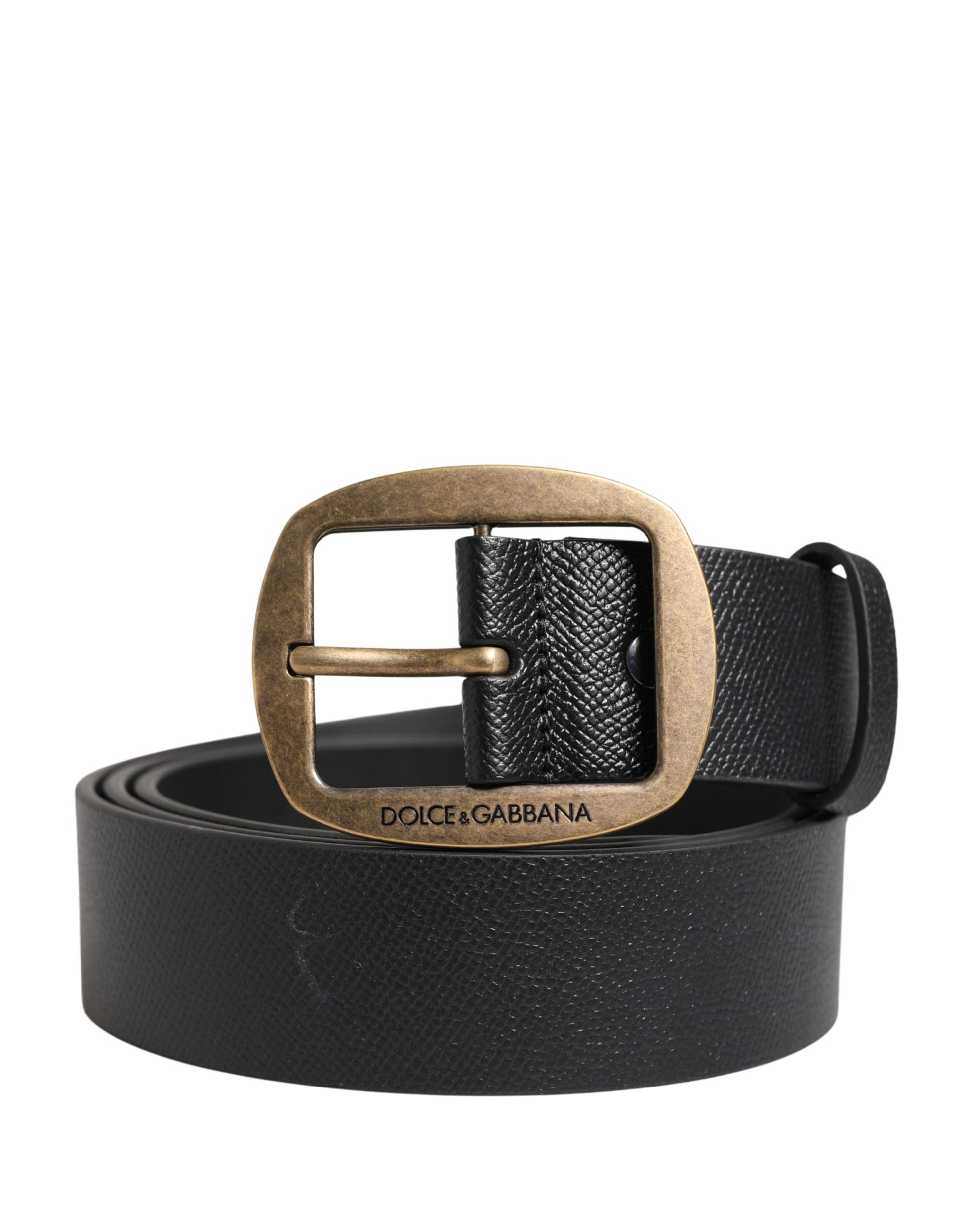 Dolce & Gabbana Men Black Classic Leather Metal Buckle Belt Curated Luxury Accessories by Orvyn